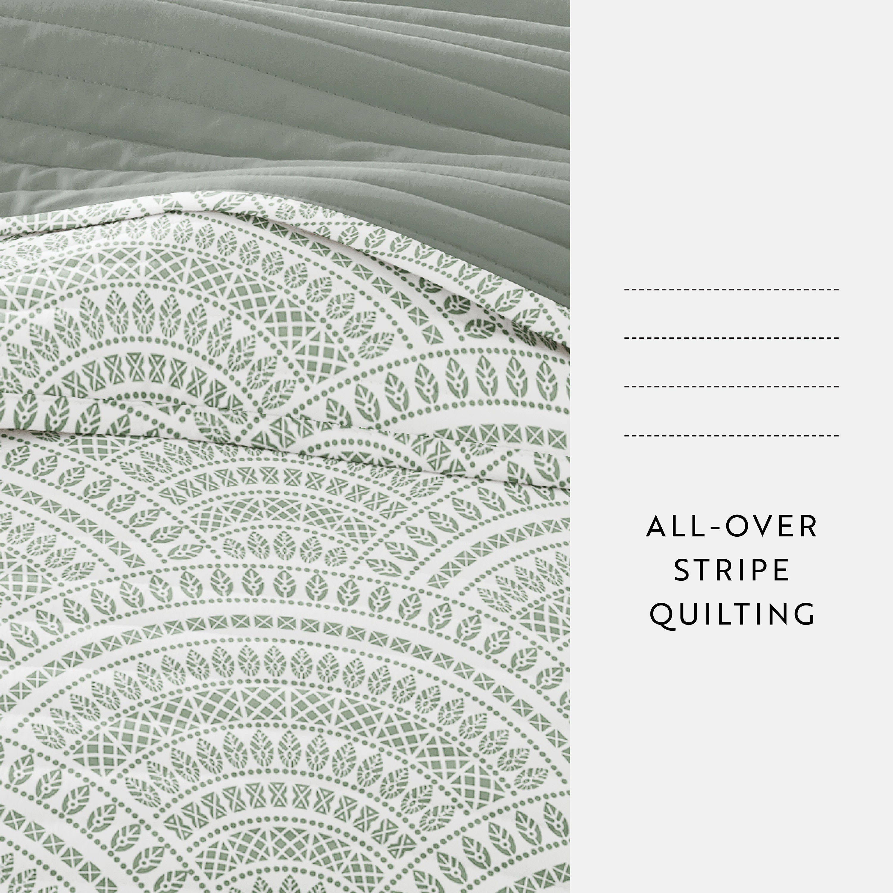 Scalloped Patterned Reversible Quilted Coverlet Set