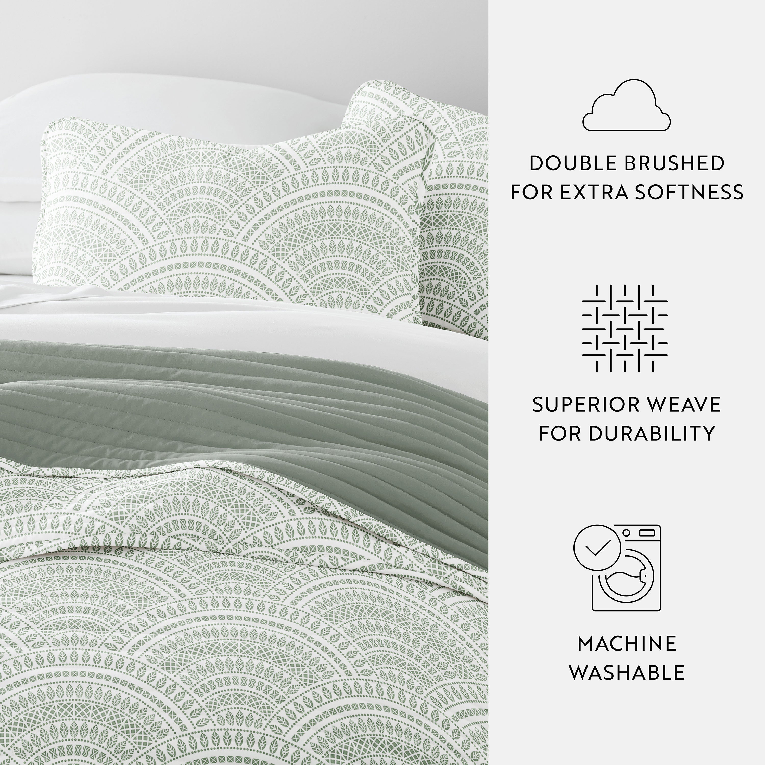 Scalloped Patterned Reversible Quilted Coverlet Set