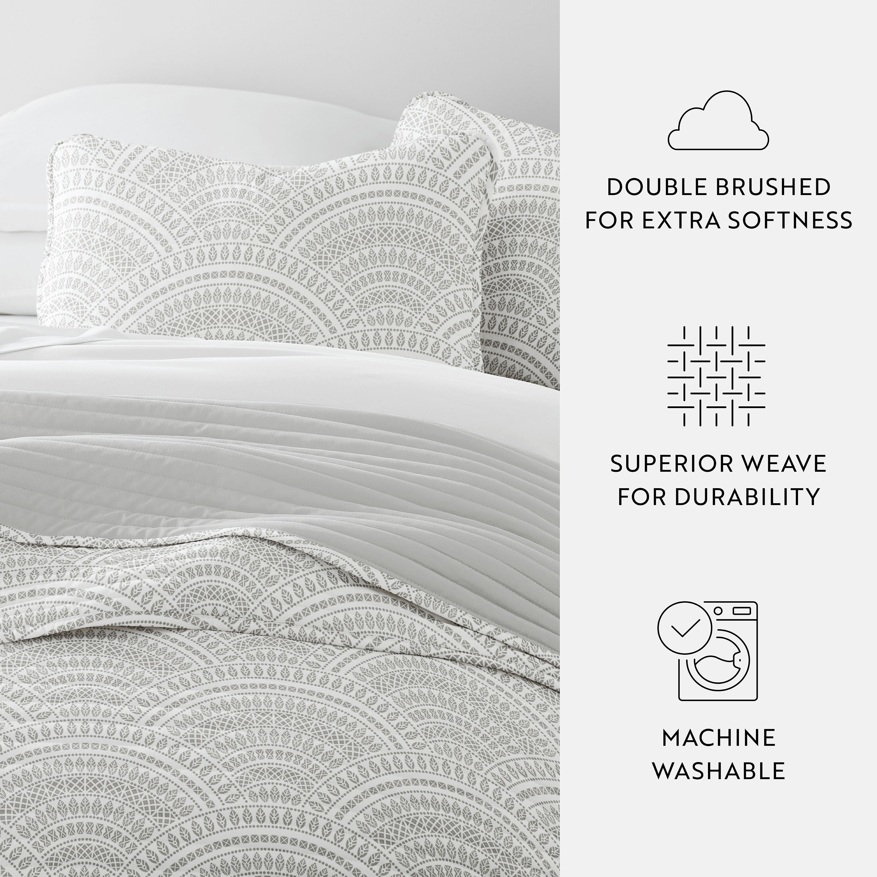 Scalloped Patterned Reversible Quilted Coverlet Set