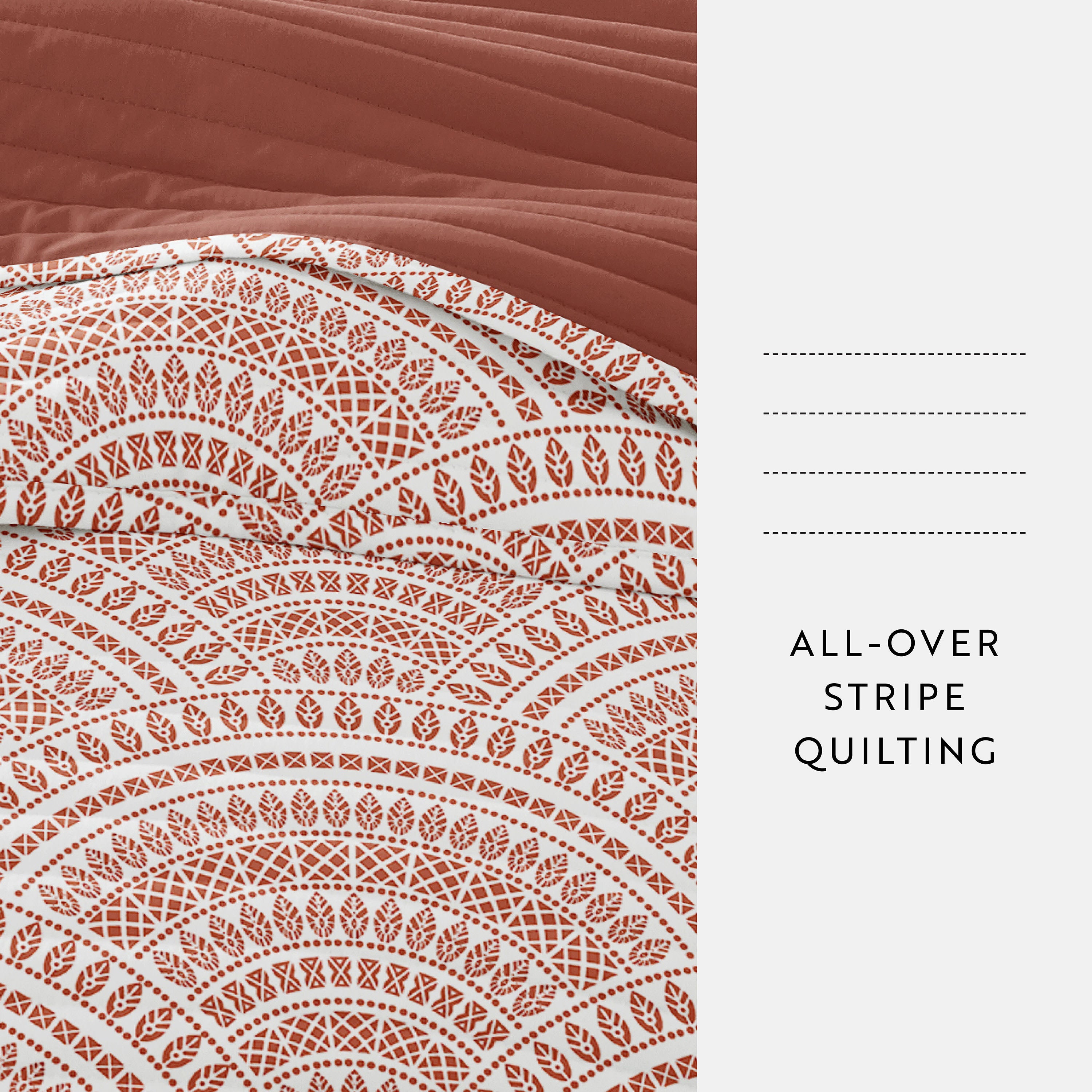 Scalloped Patterned Reversible Quilted Coverlet Set