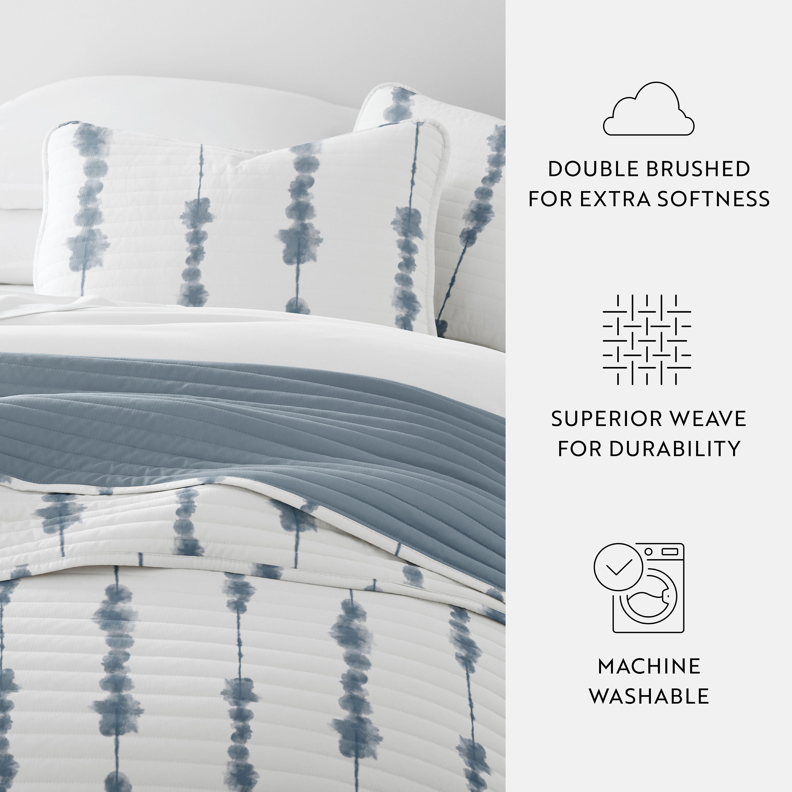 Shibori Aesthetic Patterned Reversible Quilted Coverlet Set