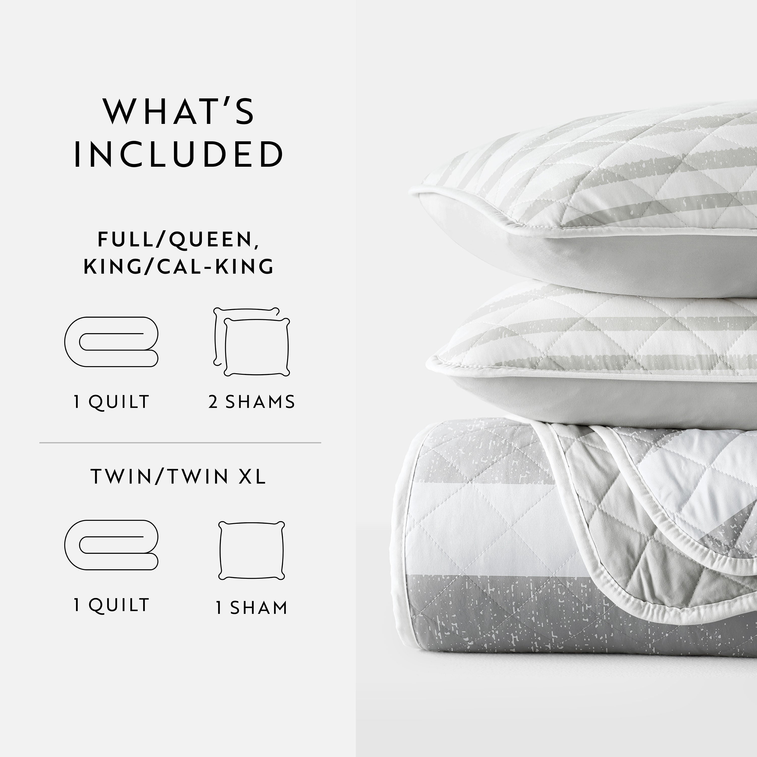 Summer Stripes Patterned Reversible Quilted Coverlet Set