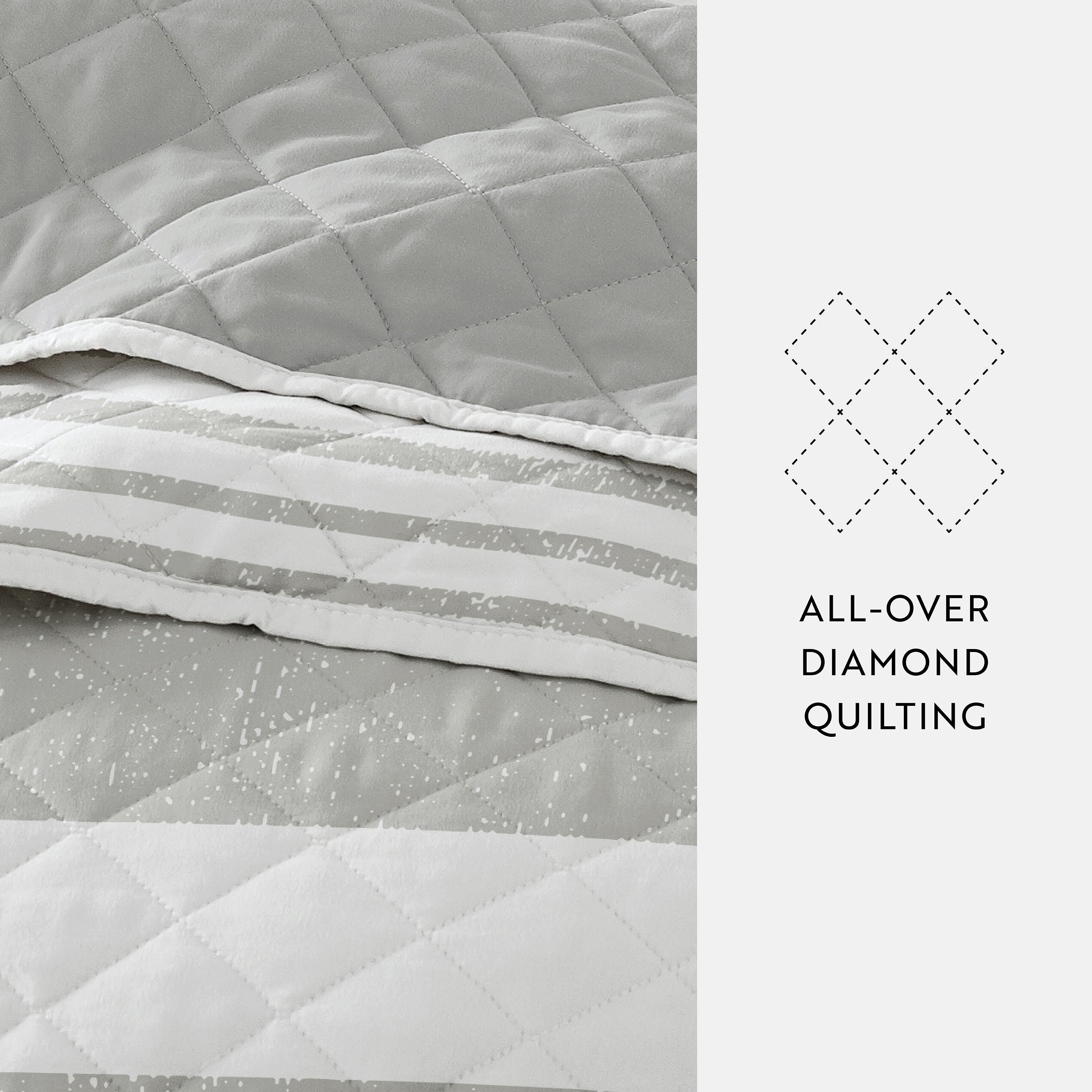 Summer Stripes Patterned Reversible Quilted Coverlet Set