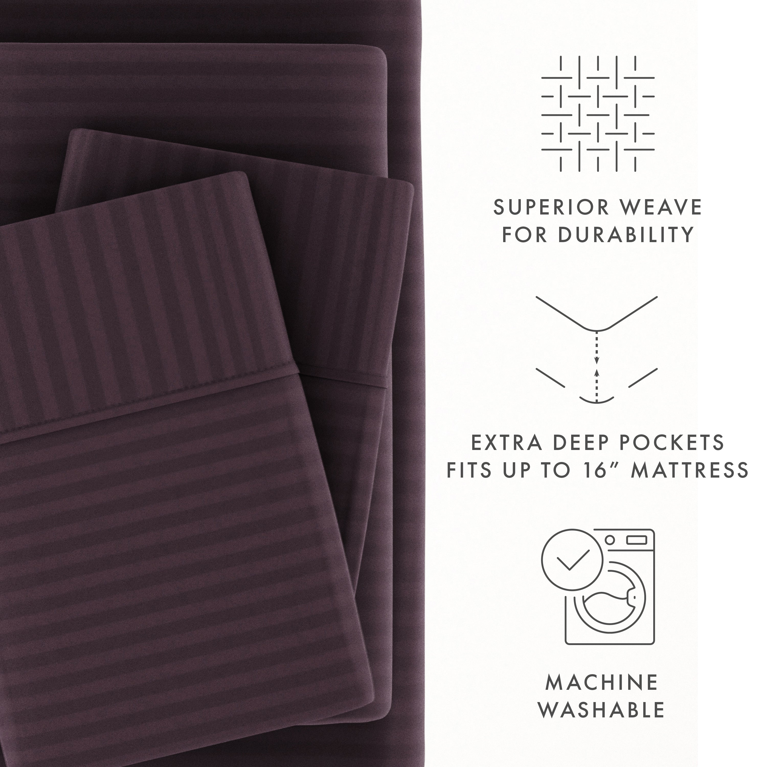 Stripes Embossed 4-Piece Sheet Set