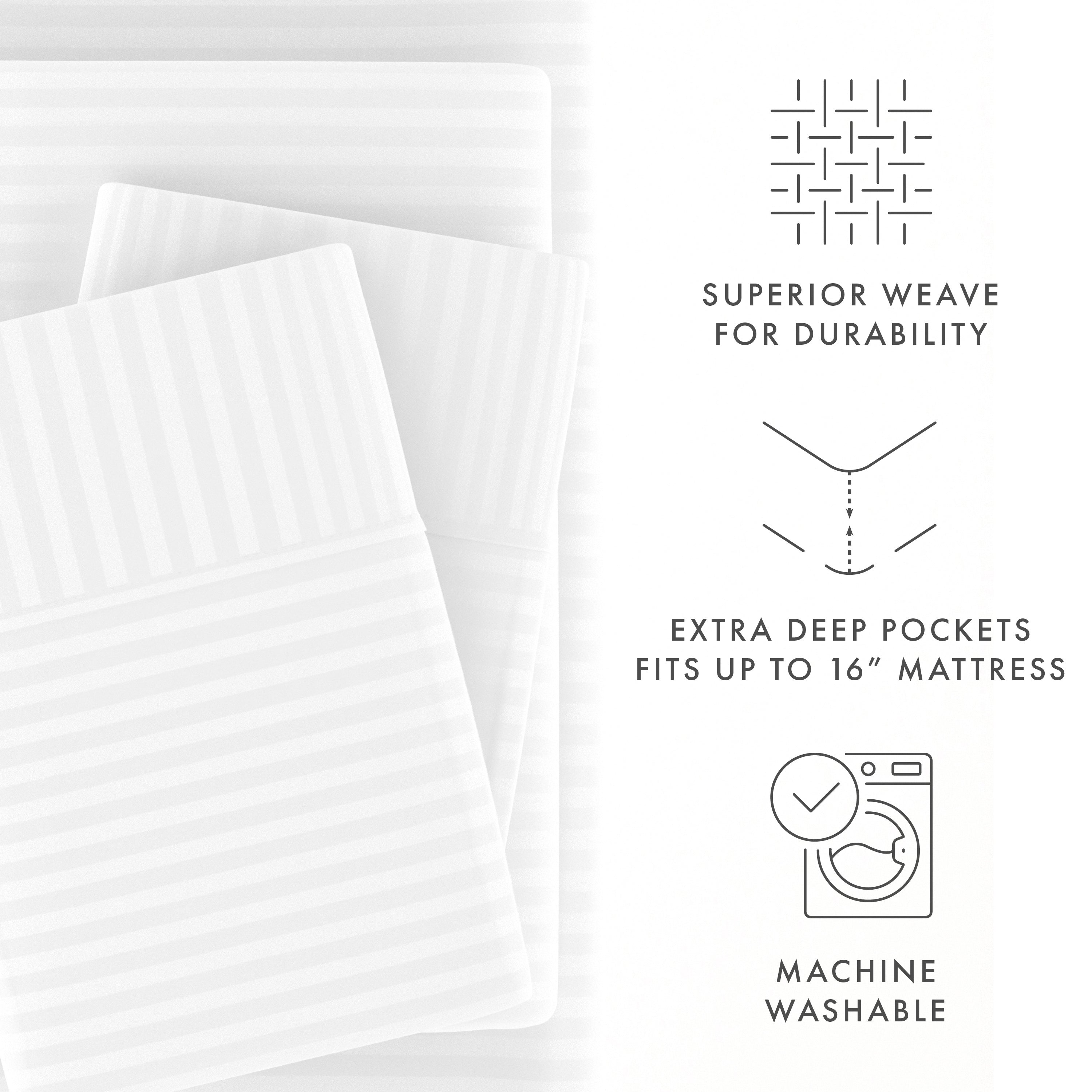 Stripes Embossed 4-Piece Sheet Set