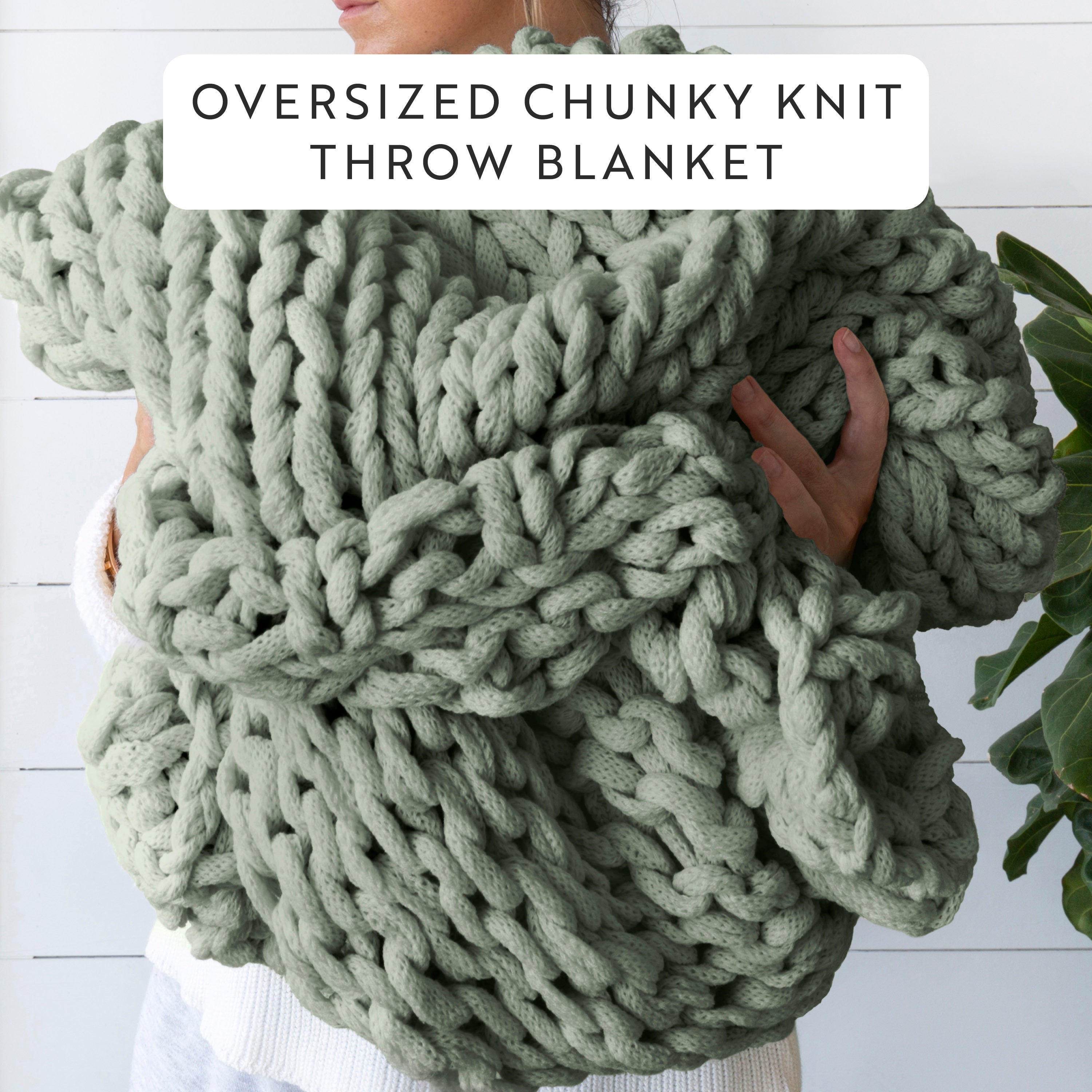 Chunky Hand-Knit Oversized Throw Blanket