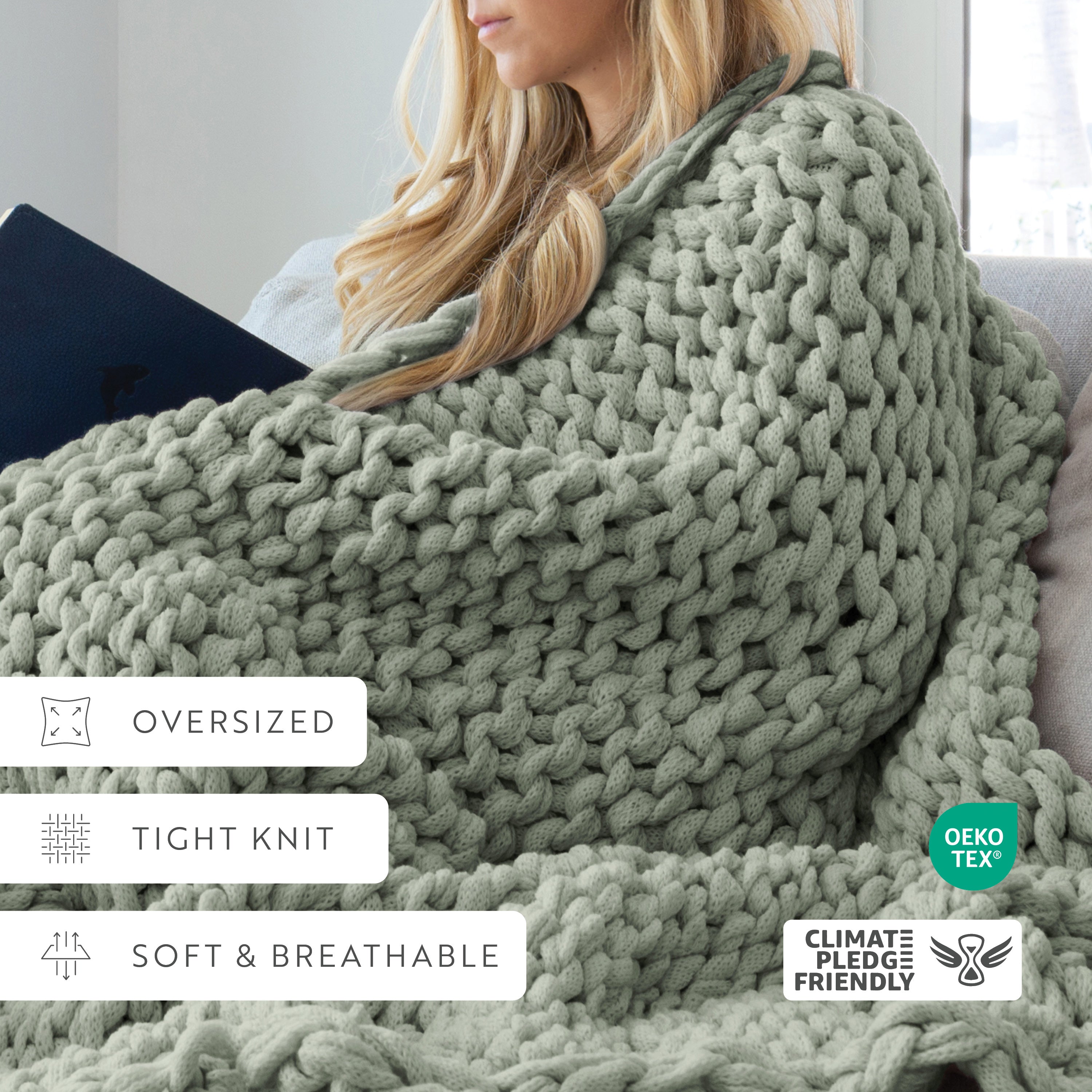 Chunky Hand-Knit Oversized Throw Blanket