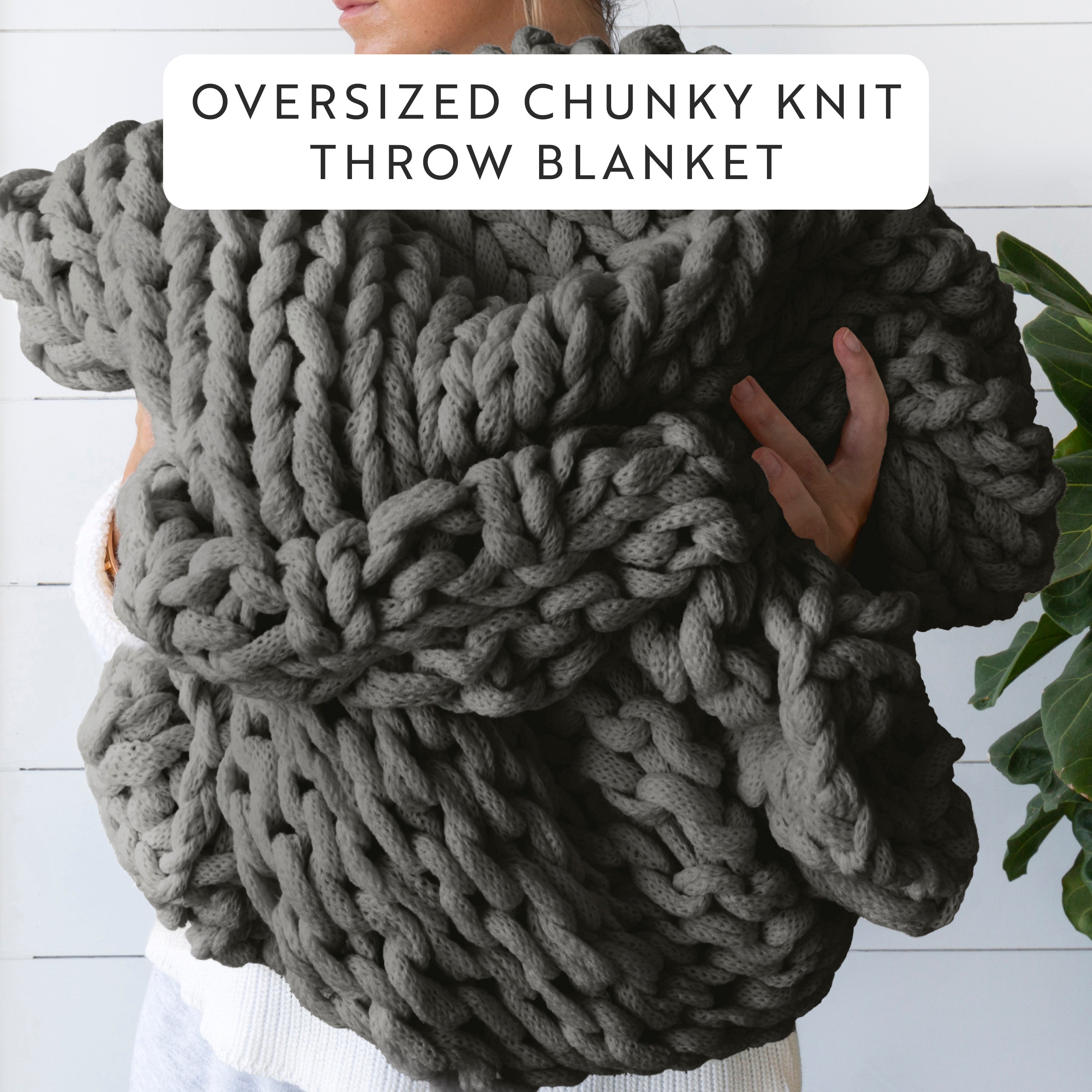 Chunky Hand-Knit Oversized Throw Blanket