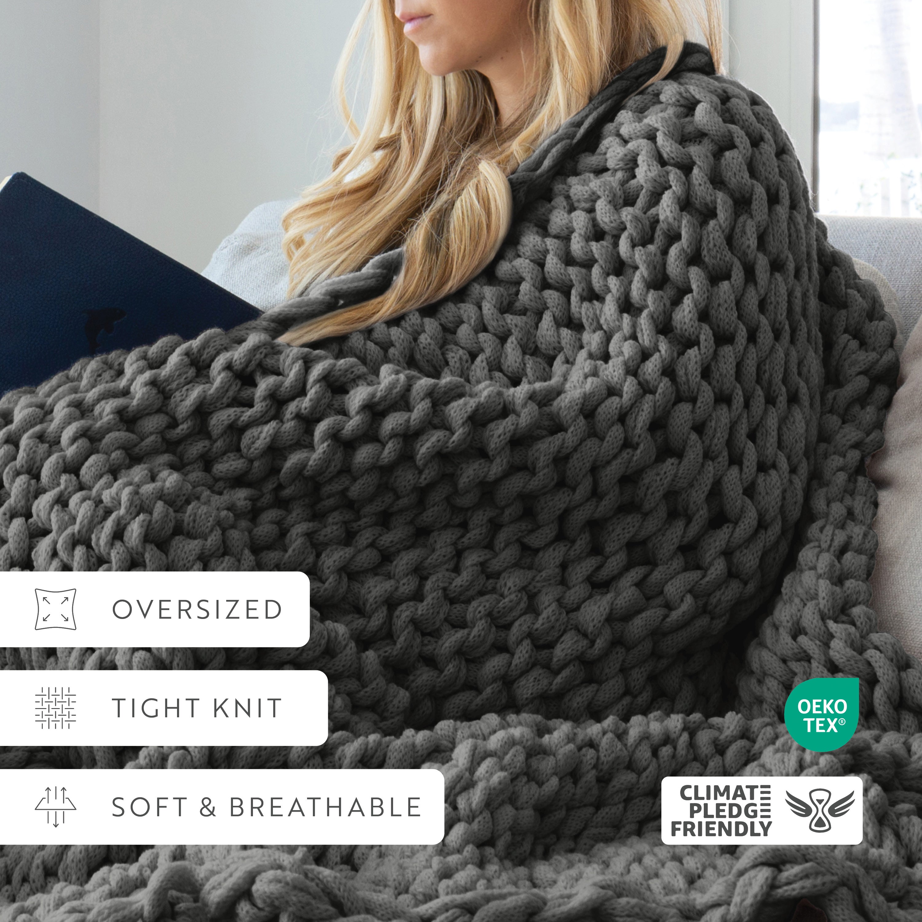 Chunky Hand-Knit Oversized Throw Blanket