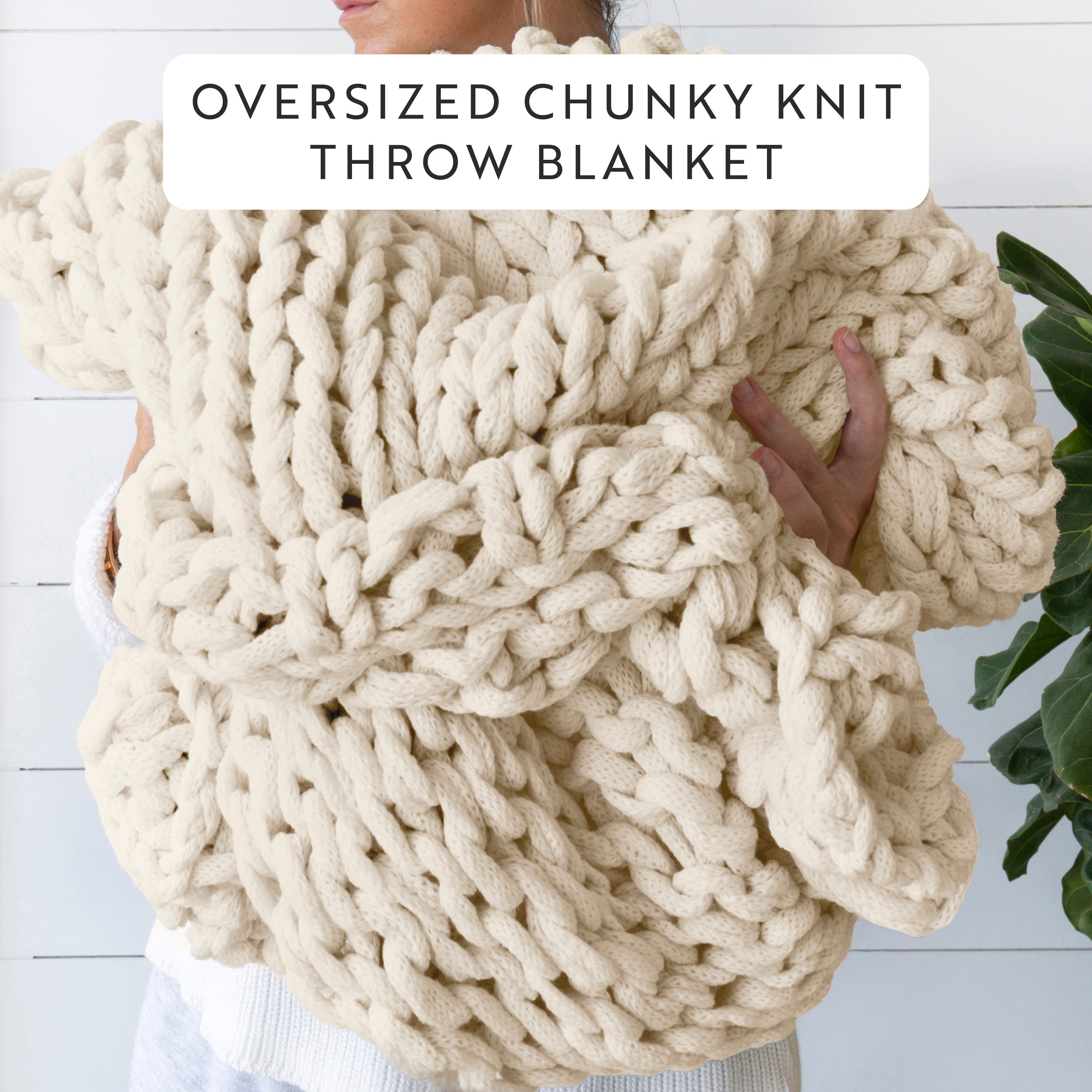 Chunky Hand-Knit Oversized Throw Blanket