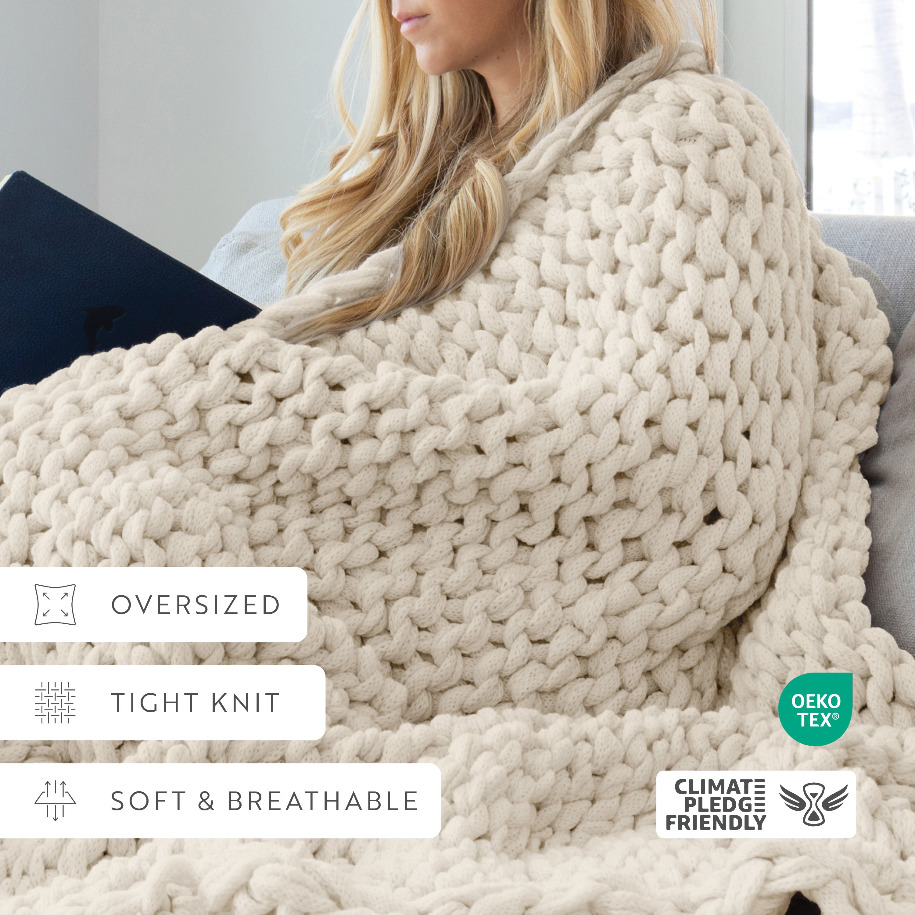 Chunky Hand-Knit Oversized Throw Blanket