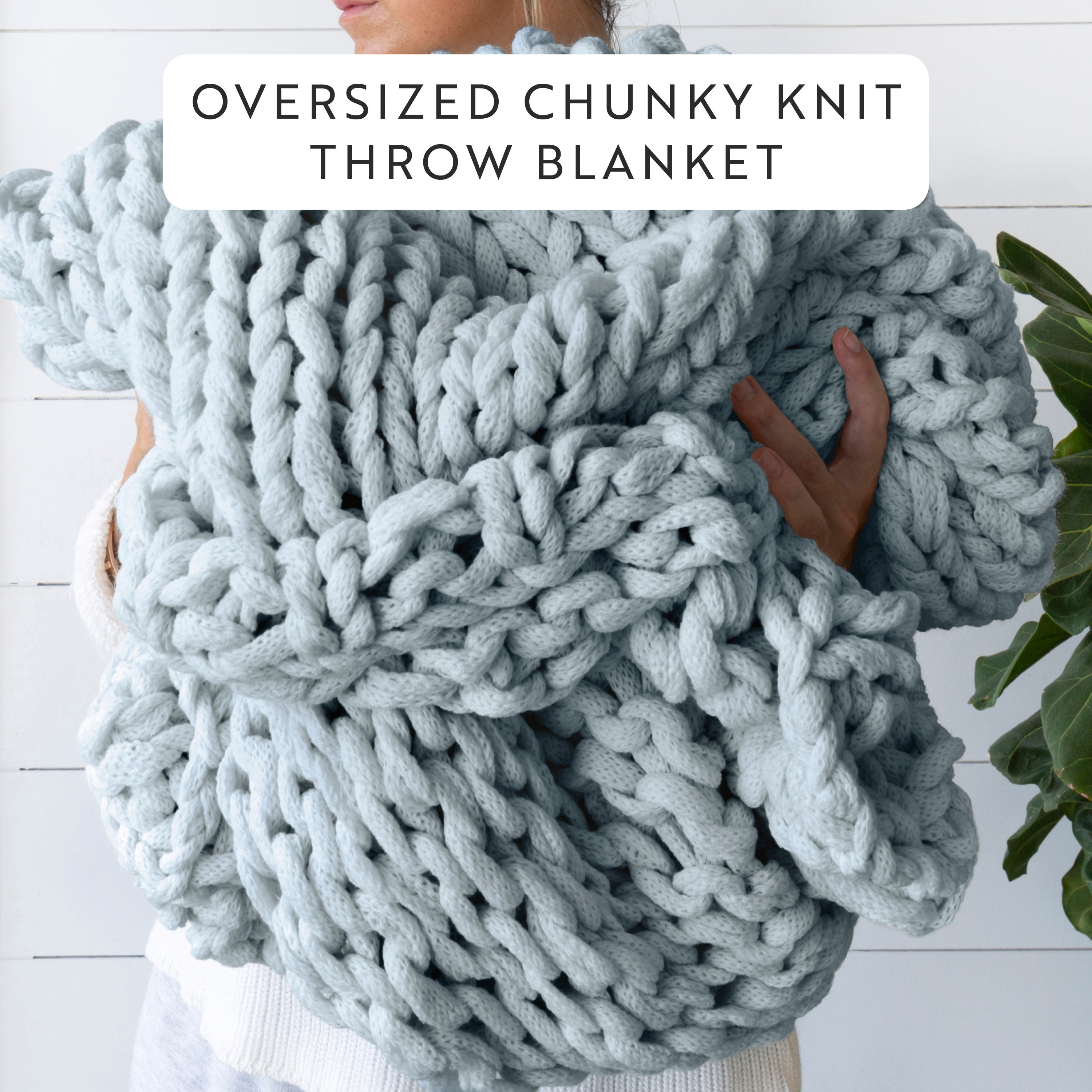Chunky Hand-Knit Oversized Throw Blanket