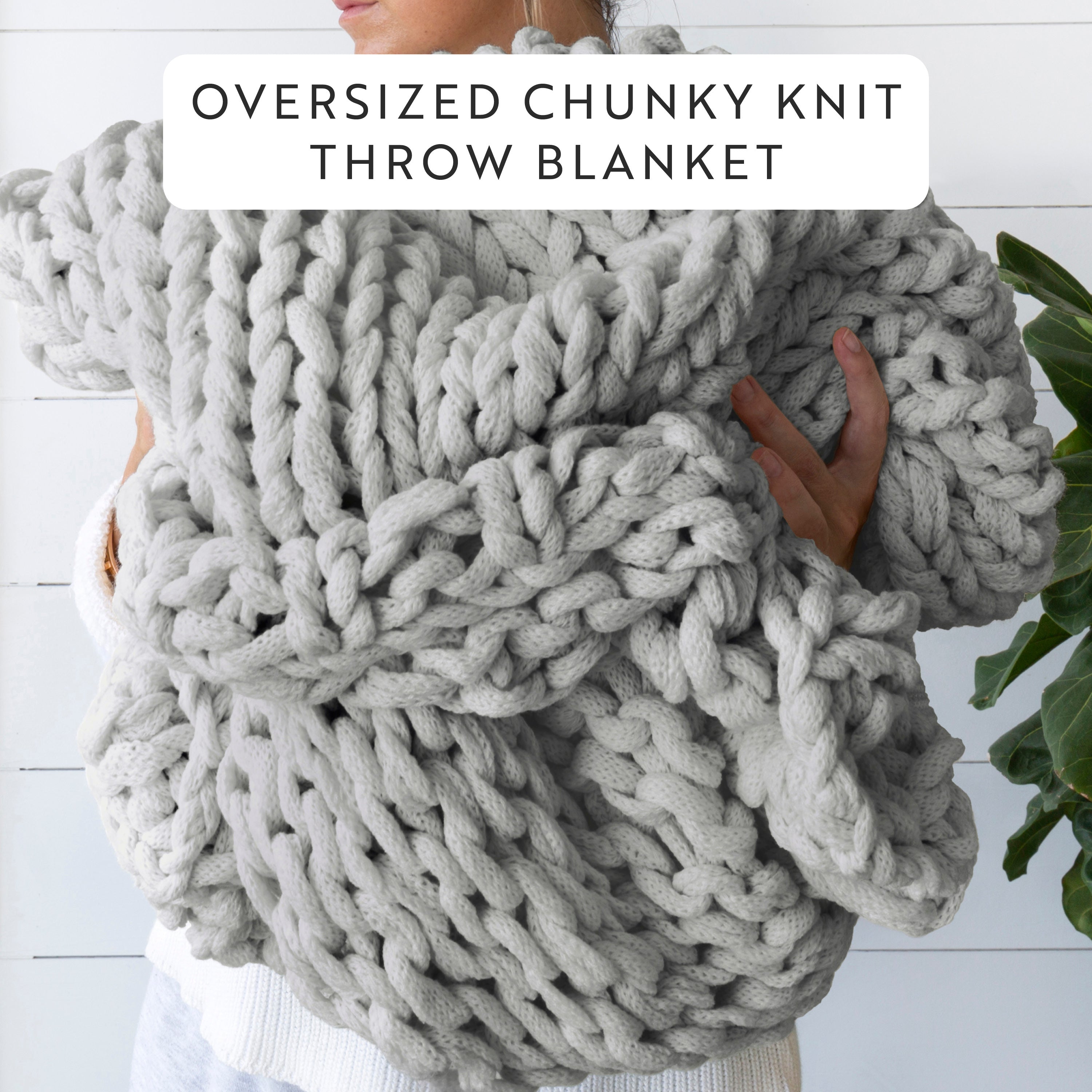 Chunky Hand-Knit Oversized Throw Blanket