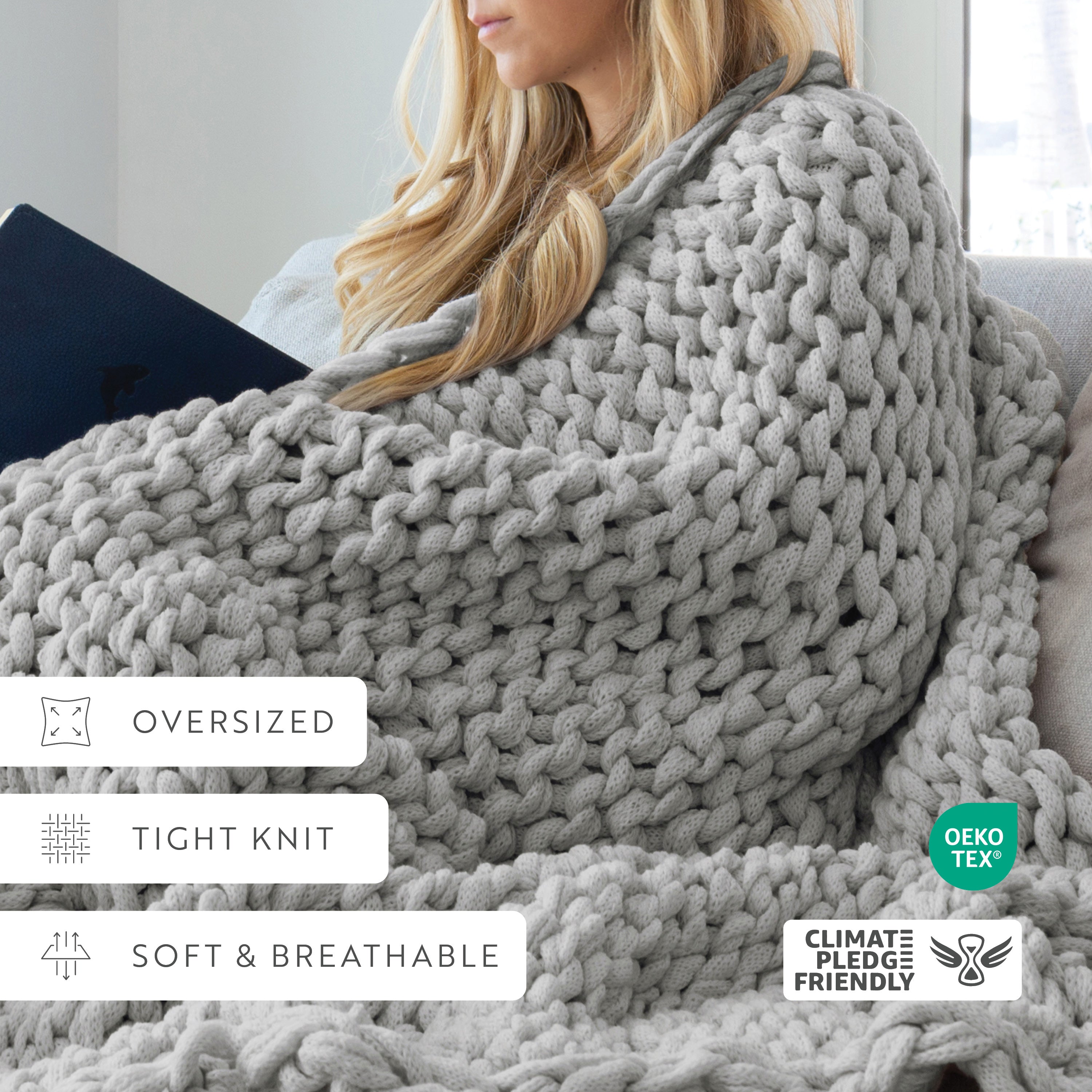 Chunky Hand-Knit Oversized Throw Blanket