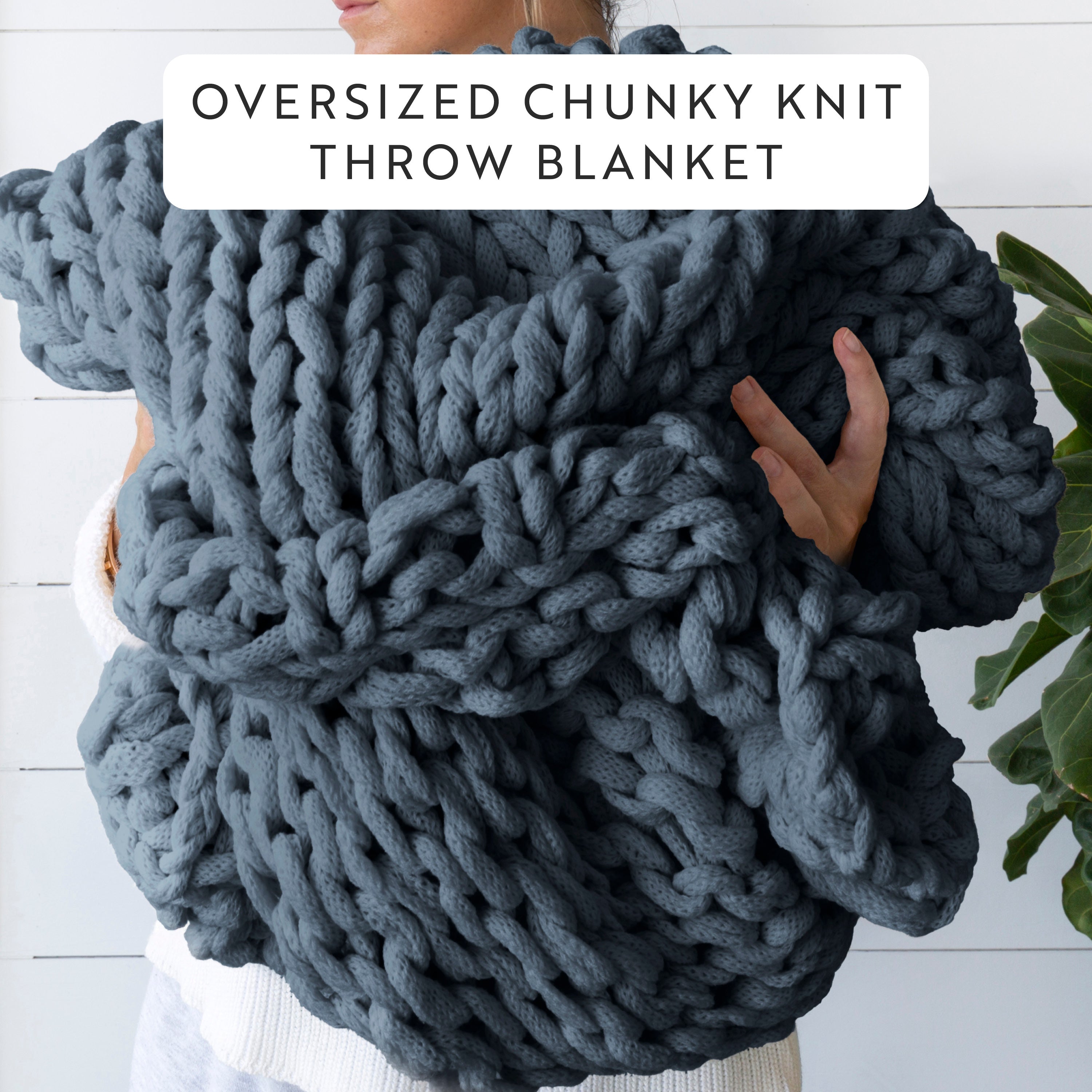 Chunky Hand-Knit Oversized Throw Blanket