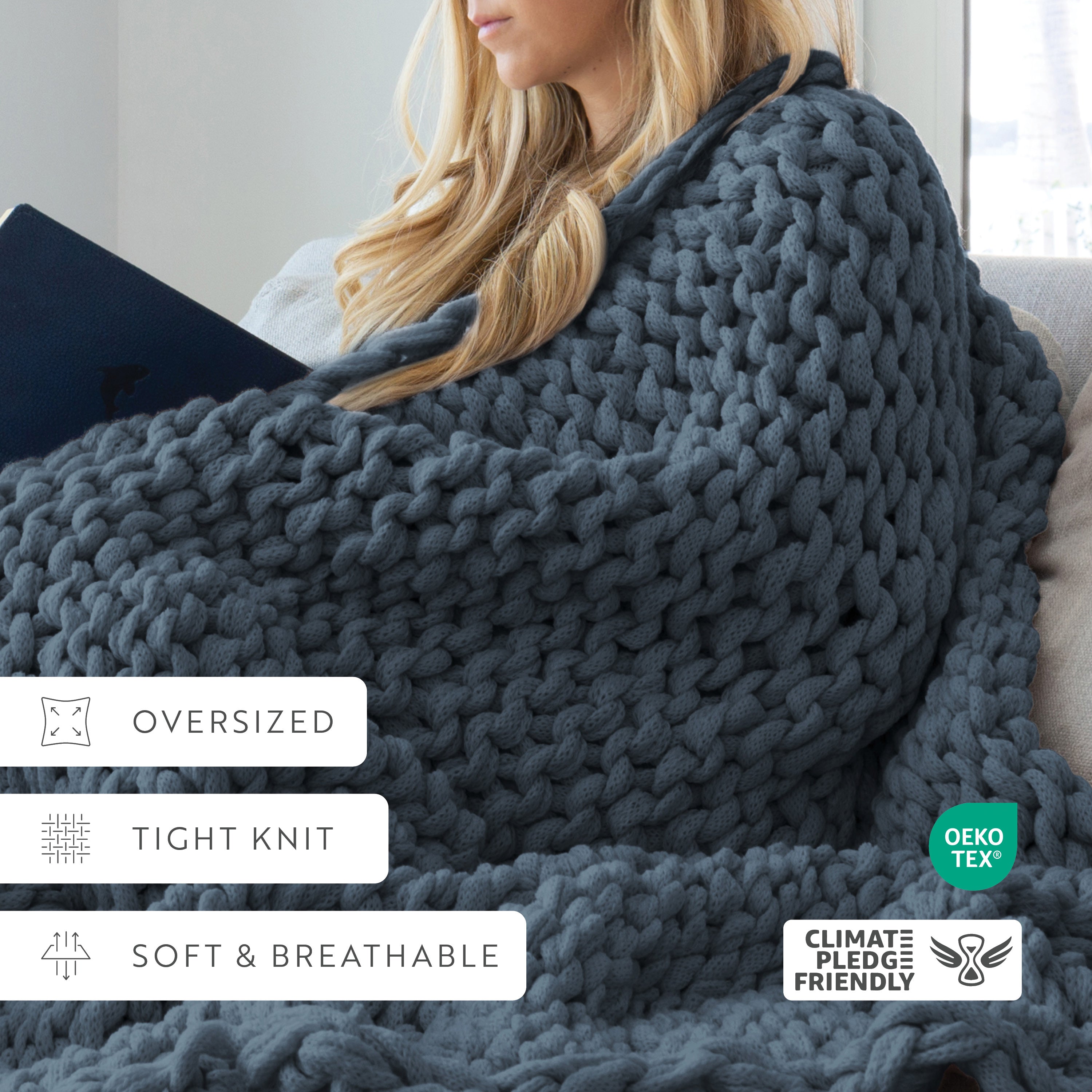 Chunky Hand-Knit Oversized Throw Blanket