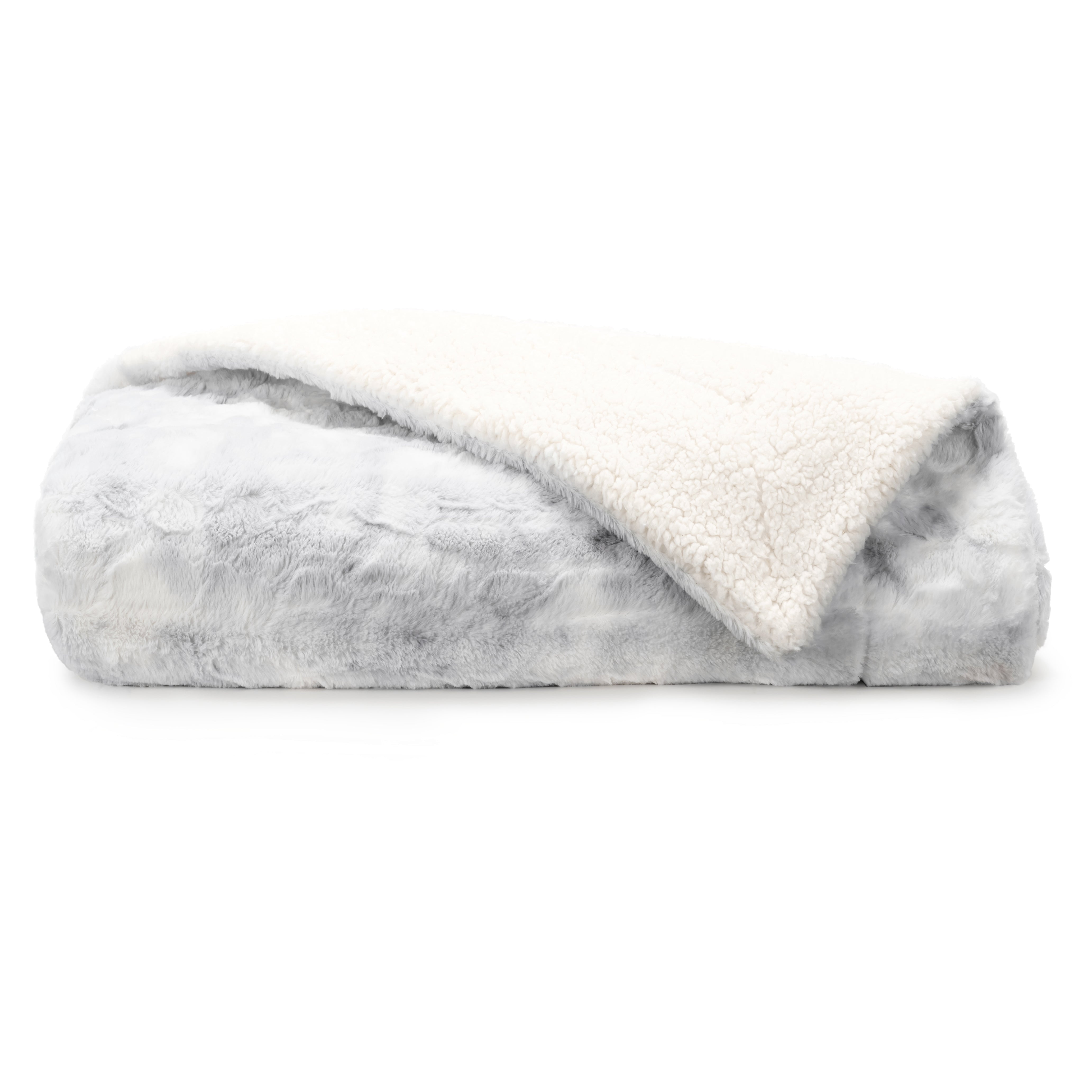 Faux Fur Light Gray Tie Dye Throw Blanket