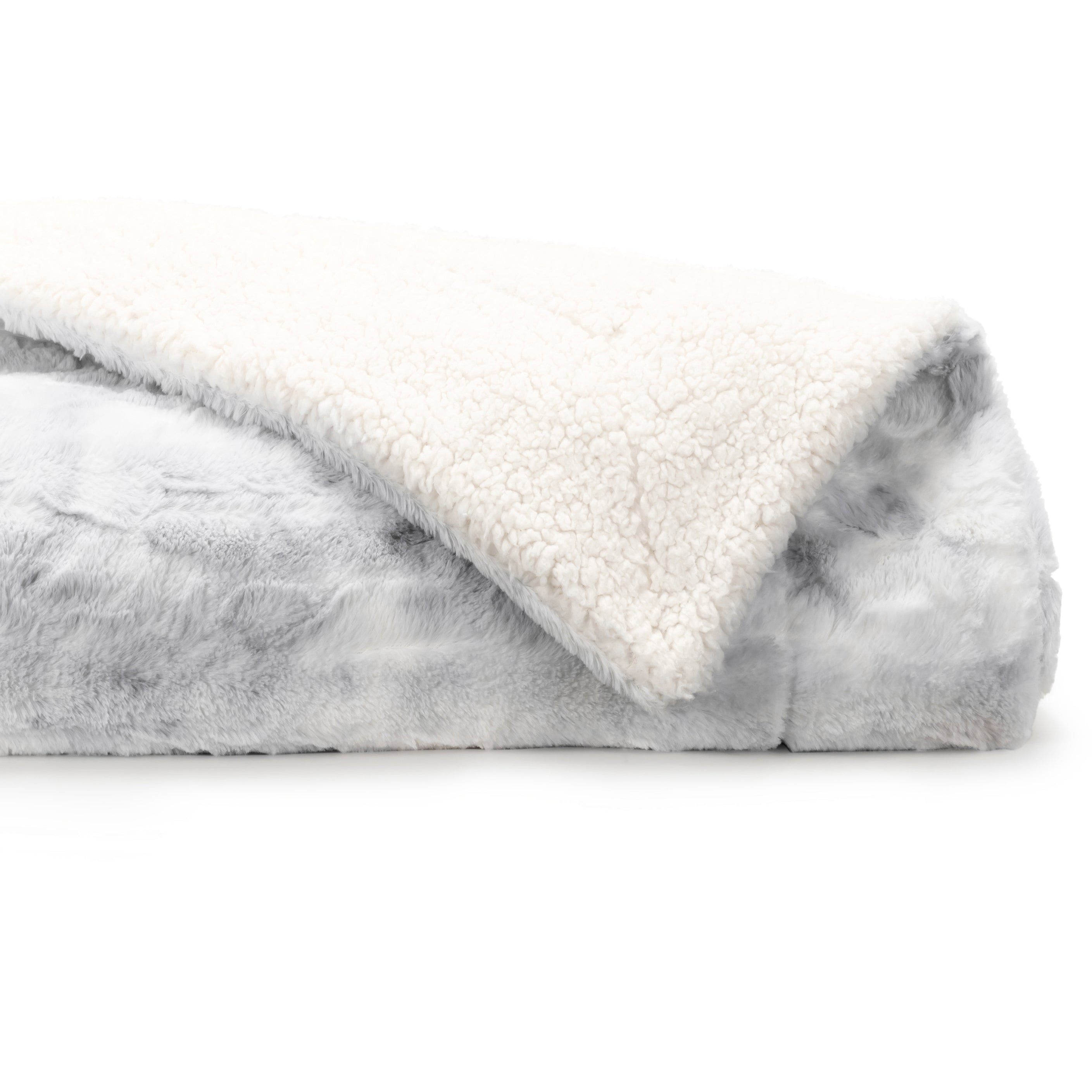 Faux Fur Light Gray Tie Dye Throw Blanket