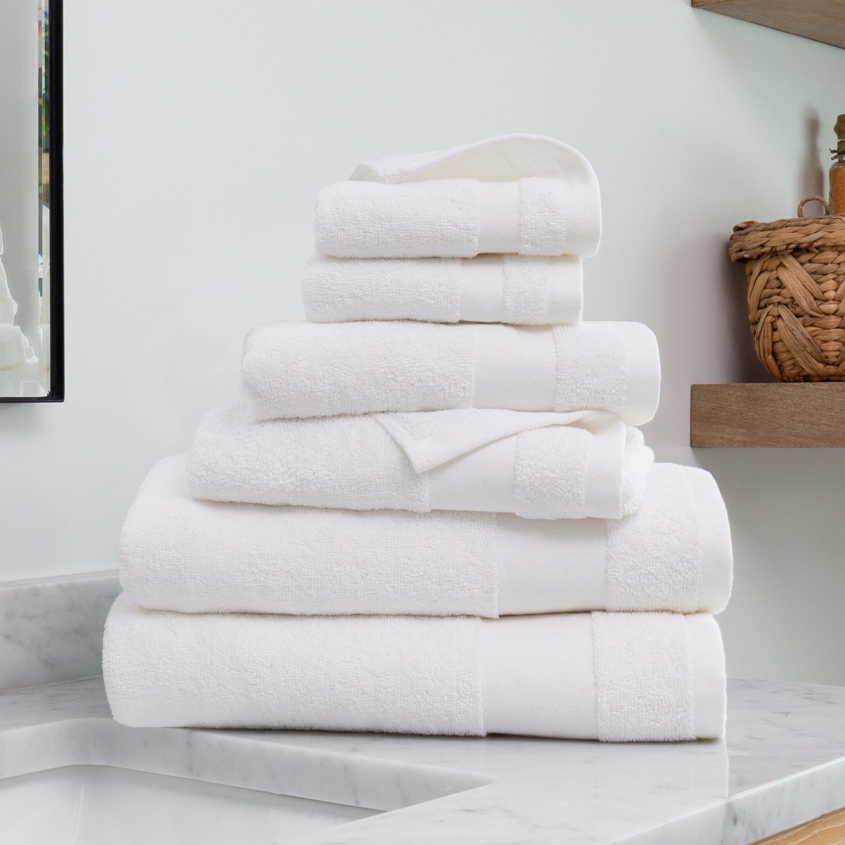 6-Piece Hotel-Quality 100% Cotton Bath Towel Set