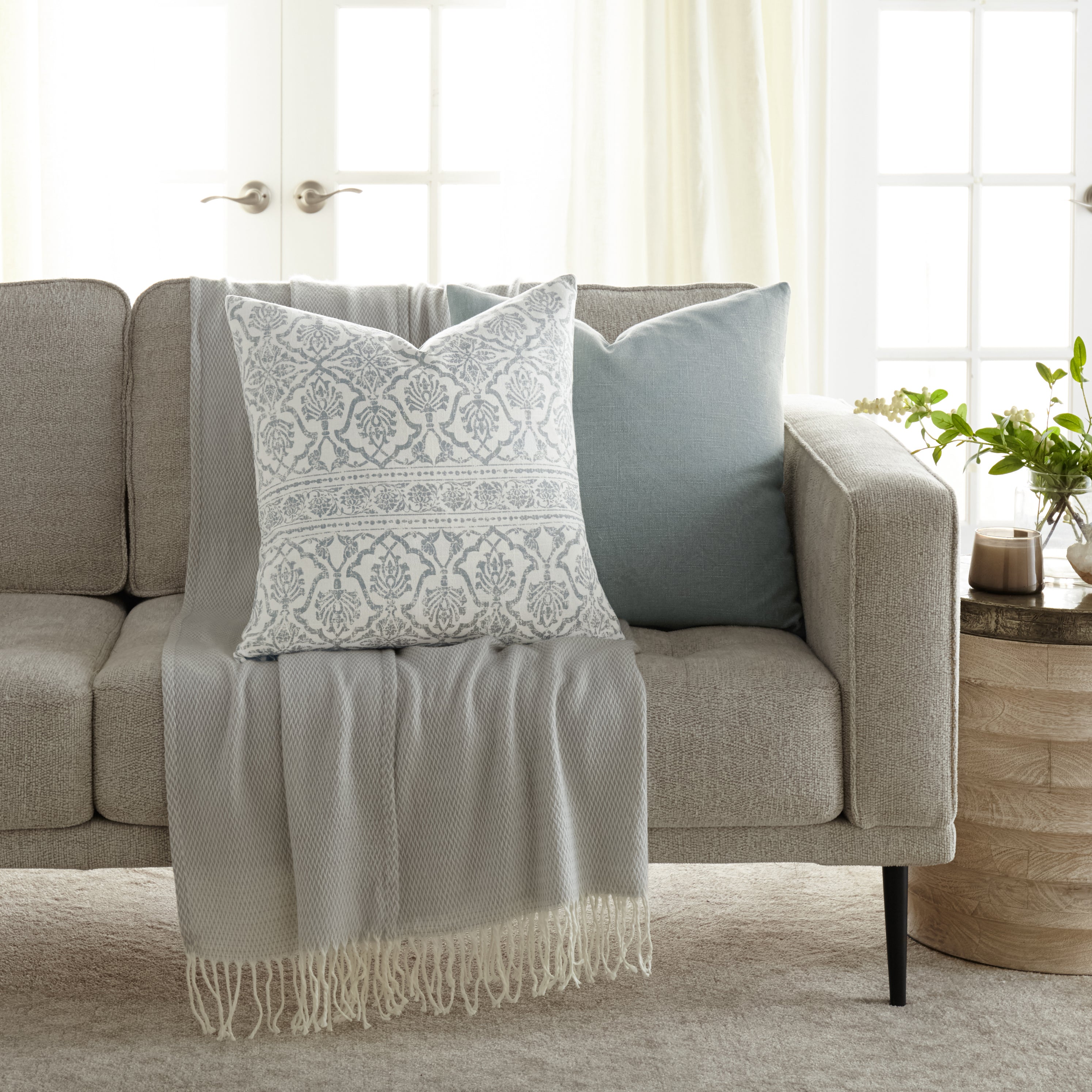 Antique Floral Elegant Cotton Decor Throw Pillow Cover