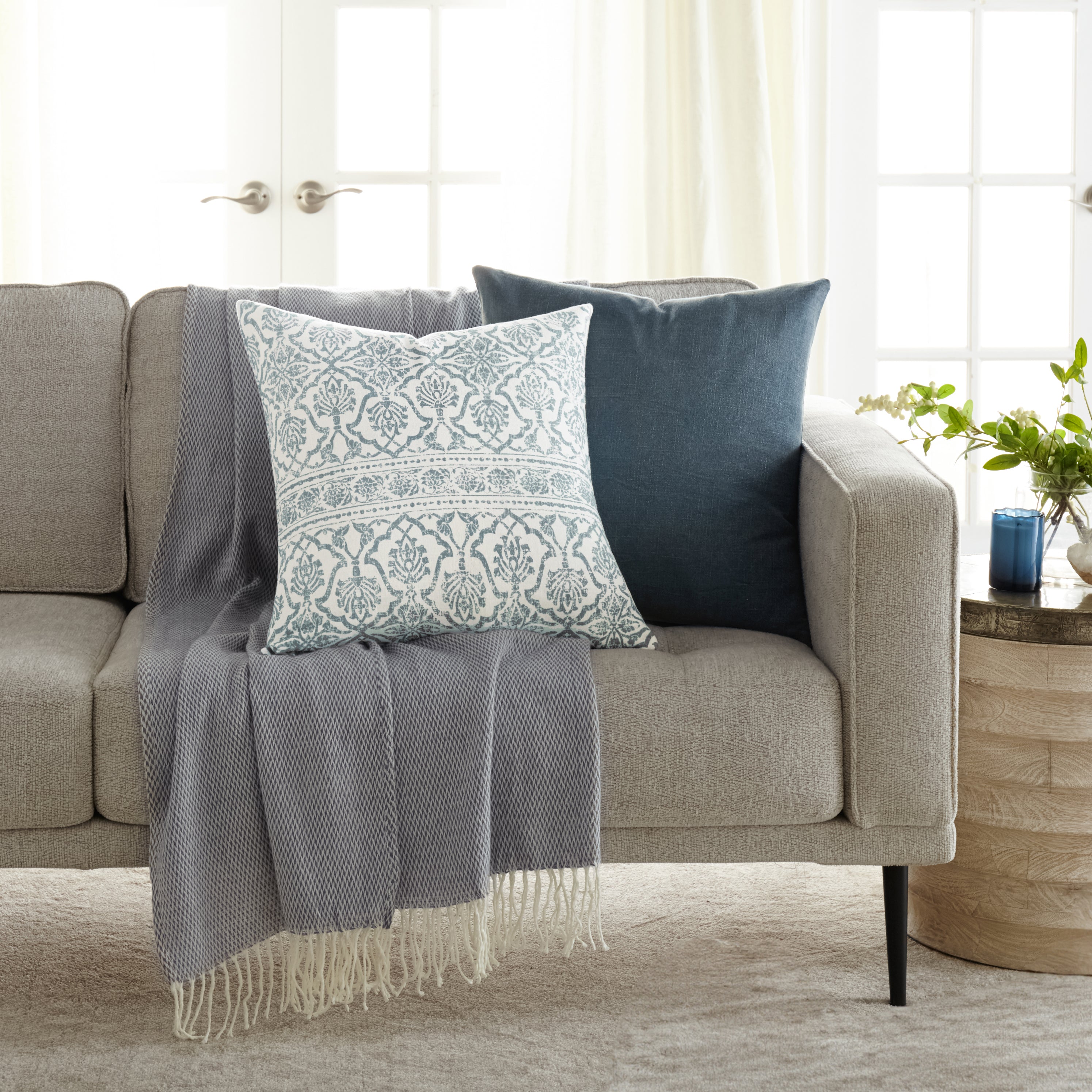 Antique Floral Elegant Cotton Decor Throw Pillow Cover