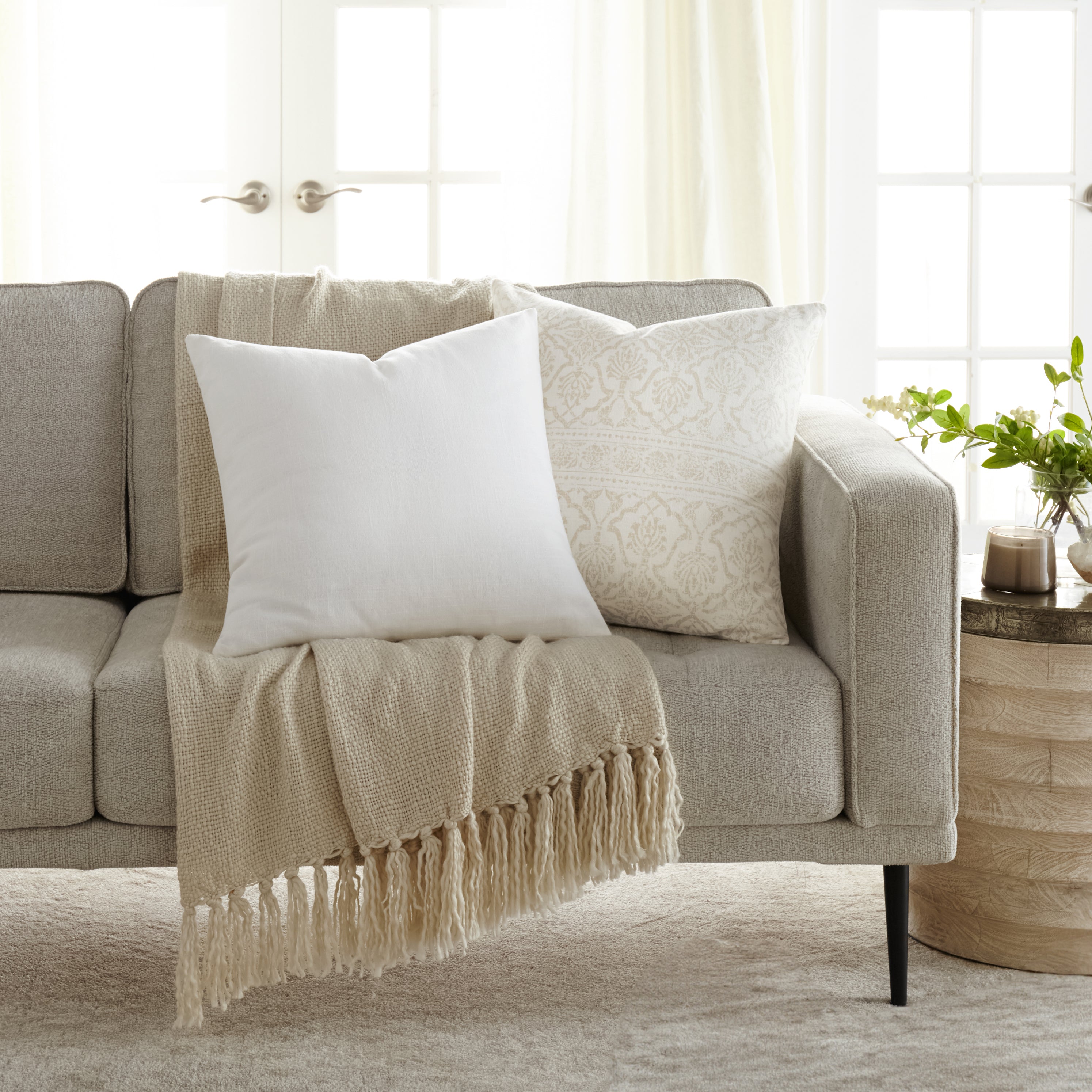 Antique Floral Elegant Cotton Decor Throw Pillow Cover