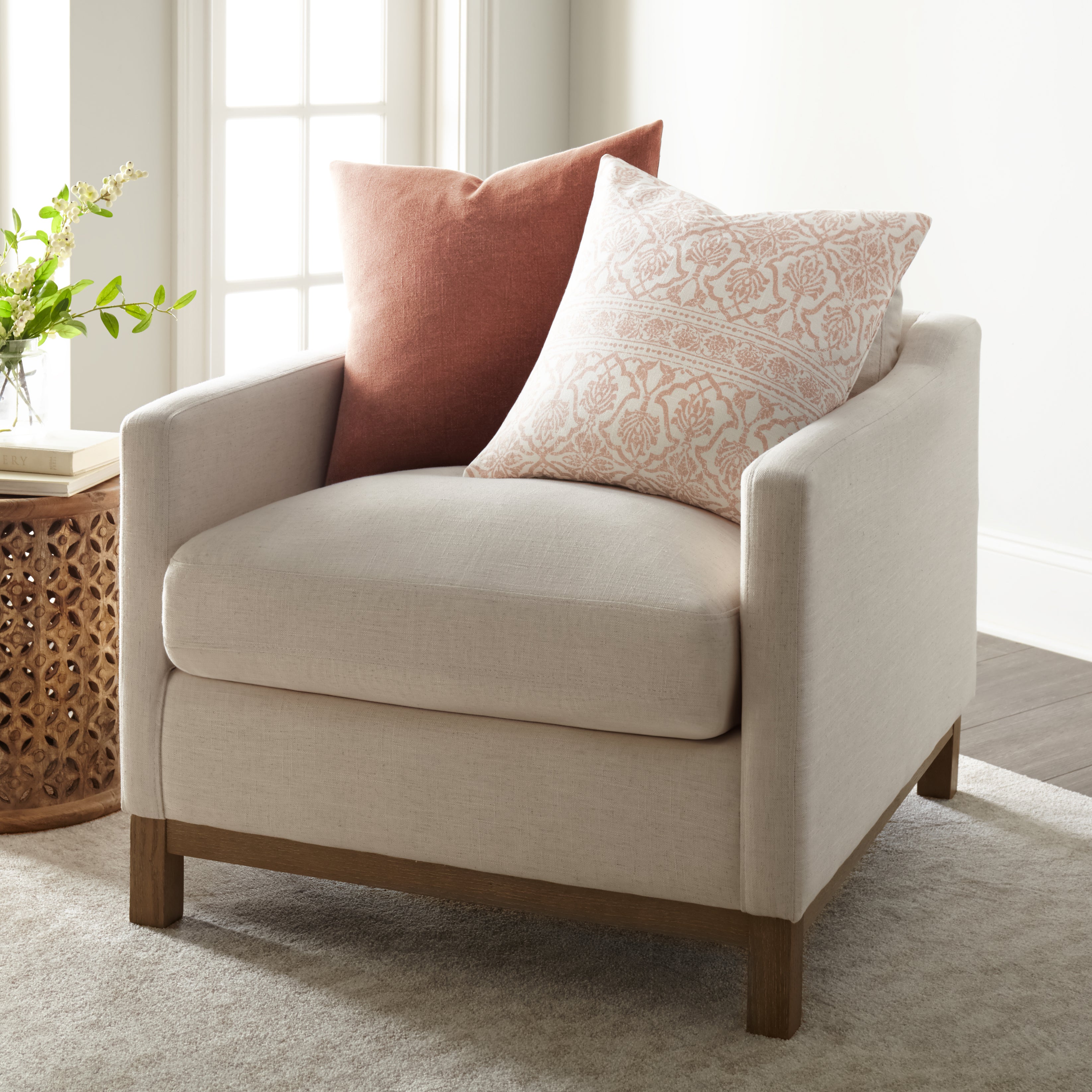 Antique Floral Elegant Cotton Decor Throw Pillow Cover