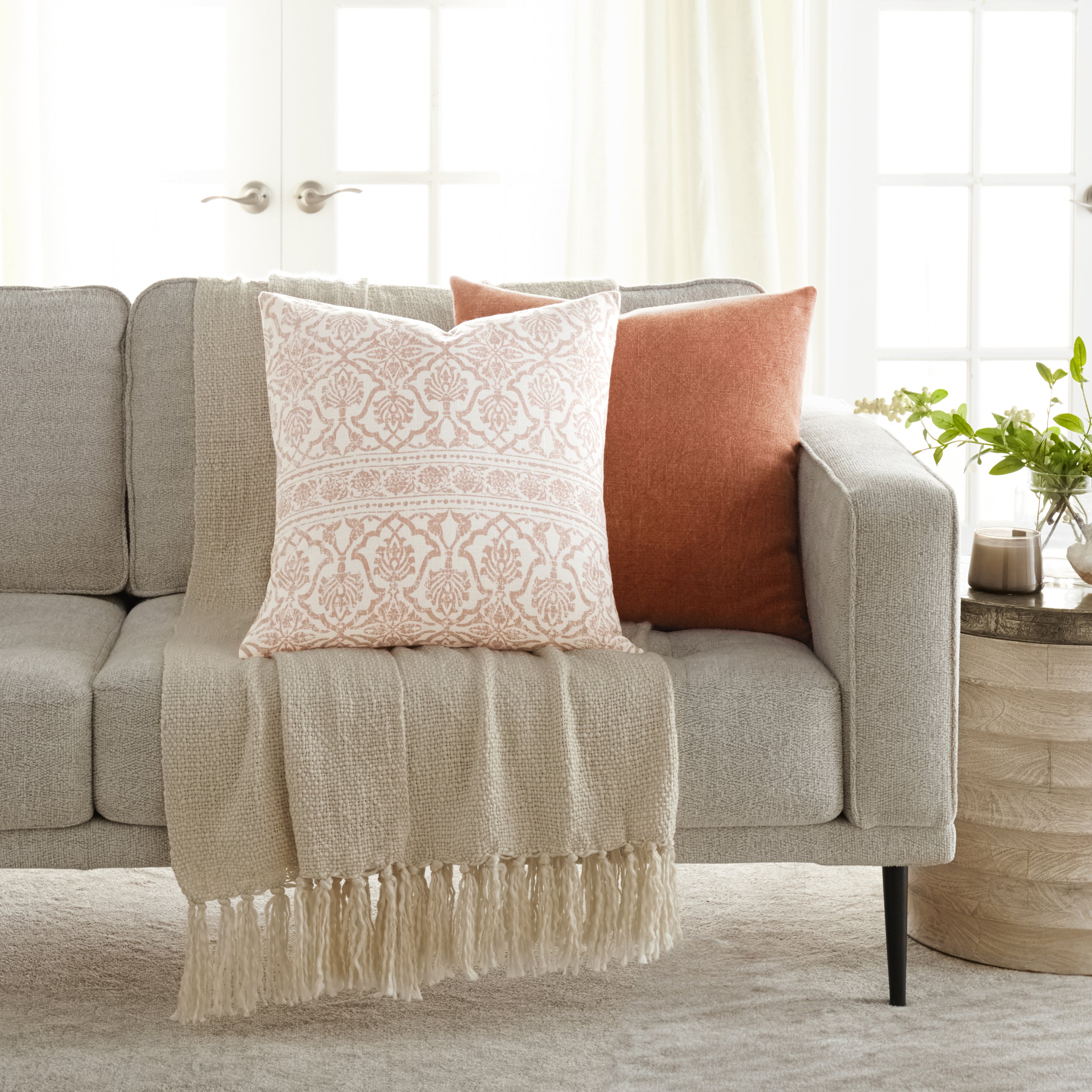 Antique Floral Elegant Cotton Decor Throw Pillow Cover