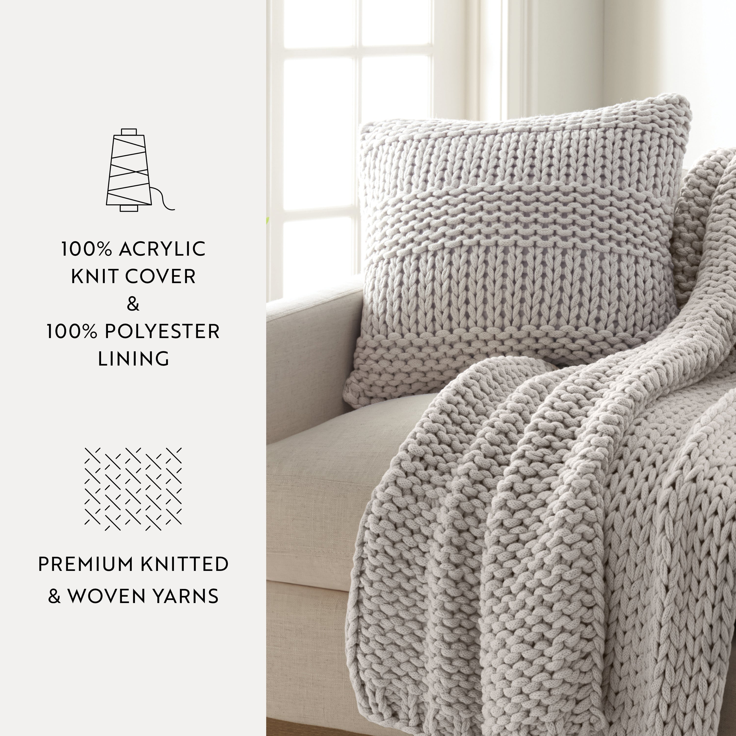 Cozy Chunky Knit Acrylic Decor Throw Pillow Cover