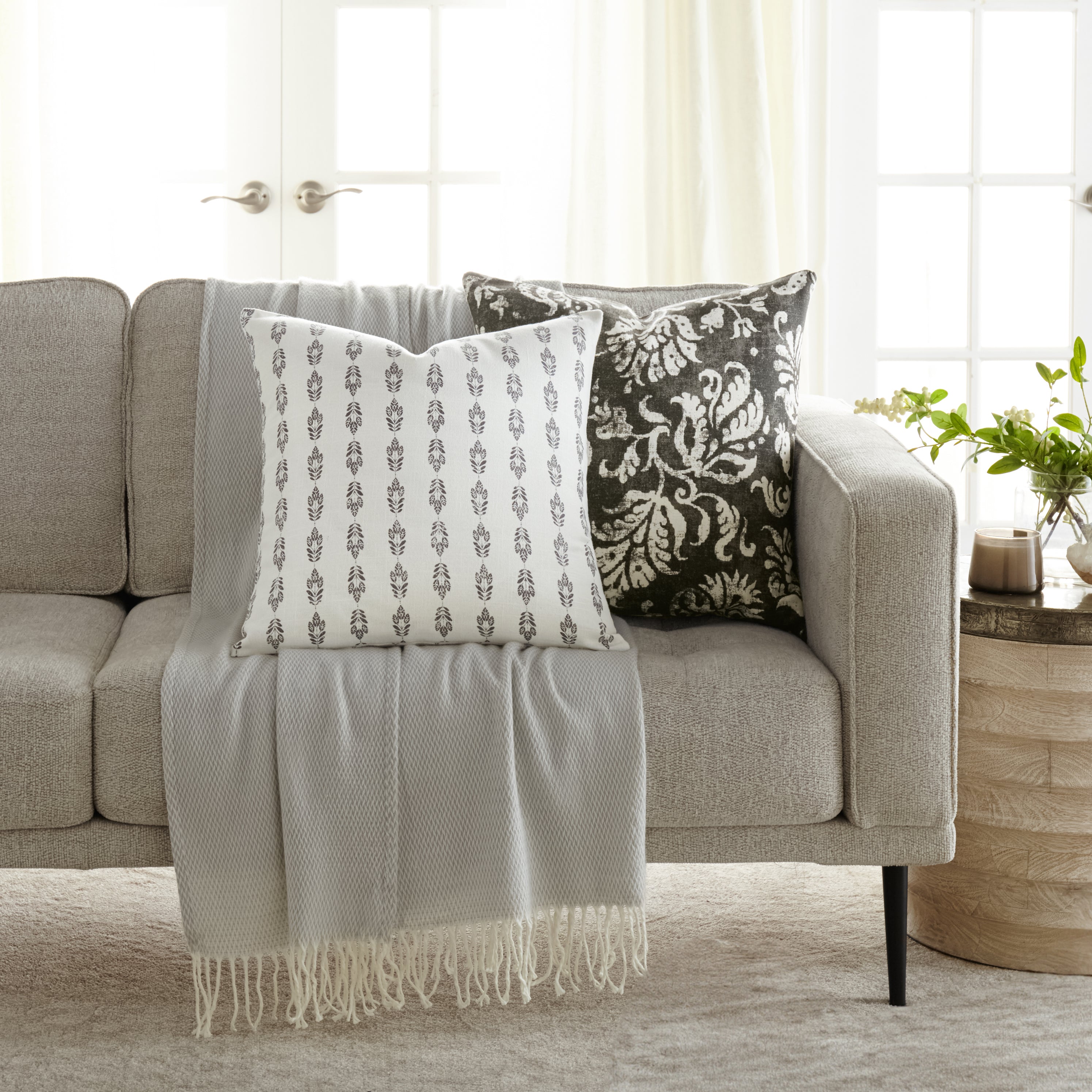 Distressed Floral Elegant Cotton Decor Throw Pillow Cover