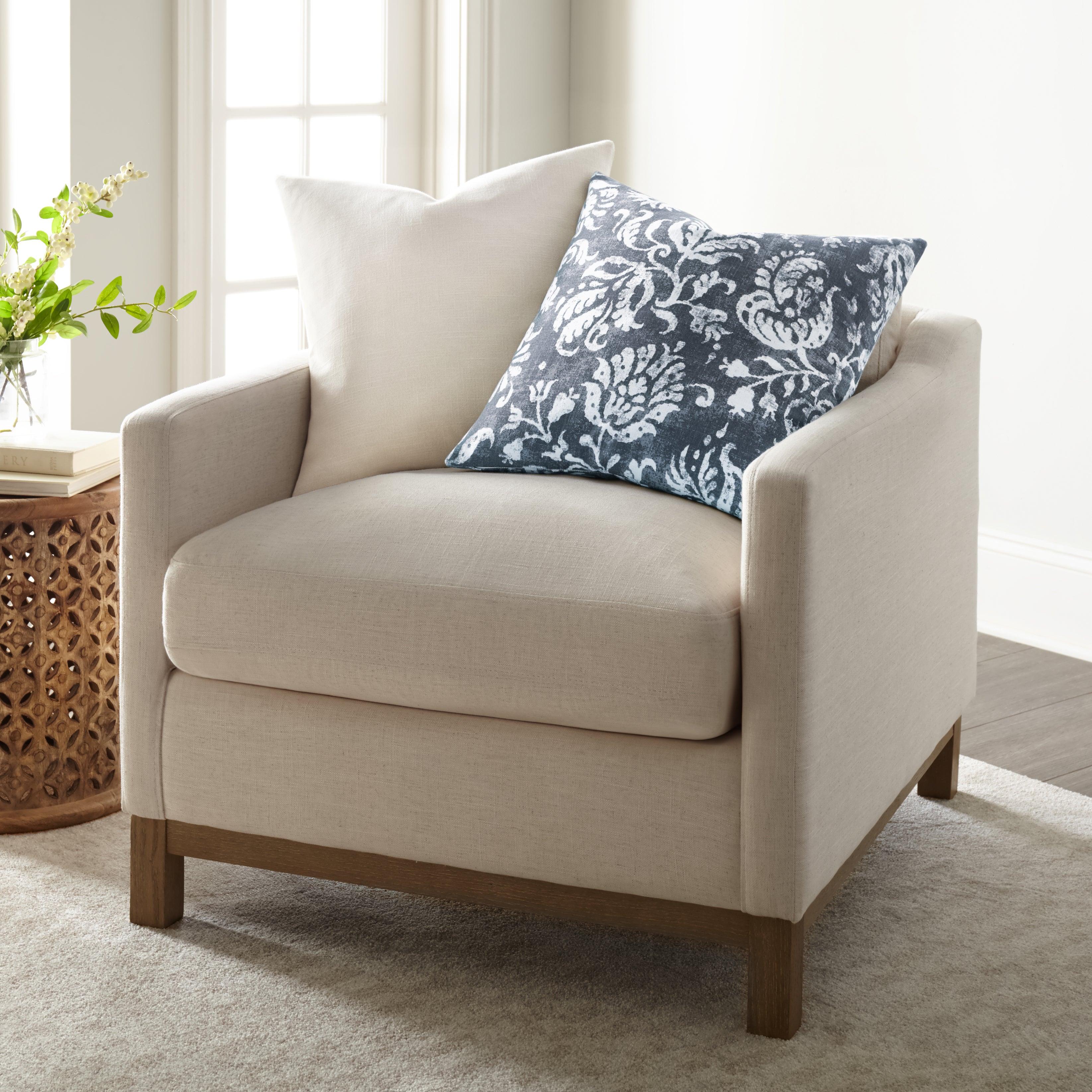 Distressed Floral Elegant Cotton Decor Throw Pillow Cover