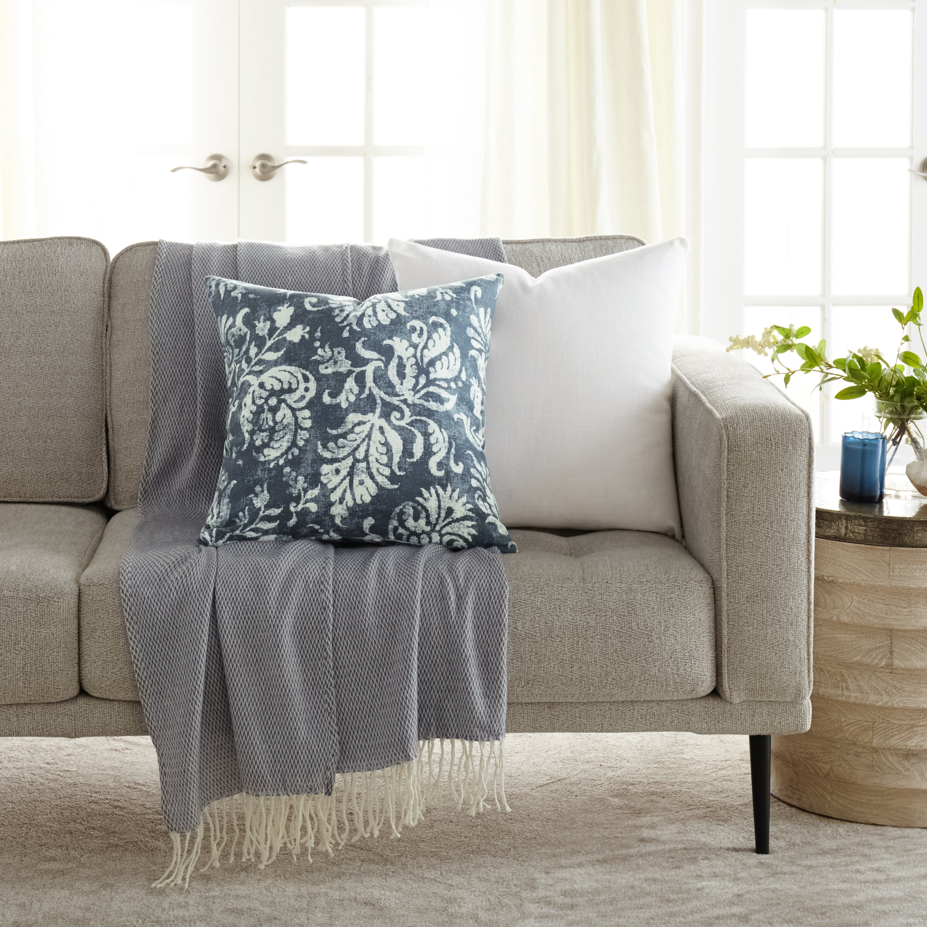 Distressed Floral Elegant Cotton Decor Throw Pillow Cover