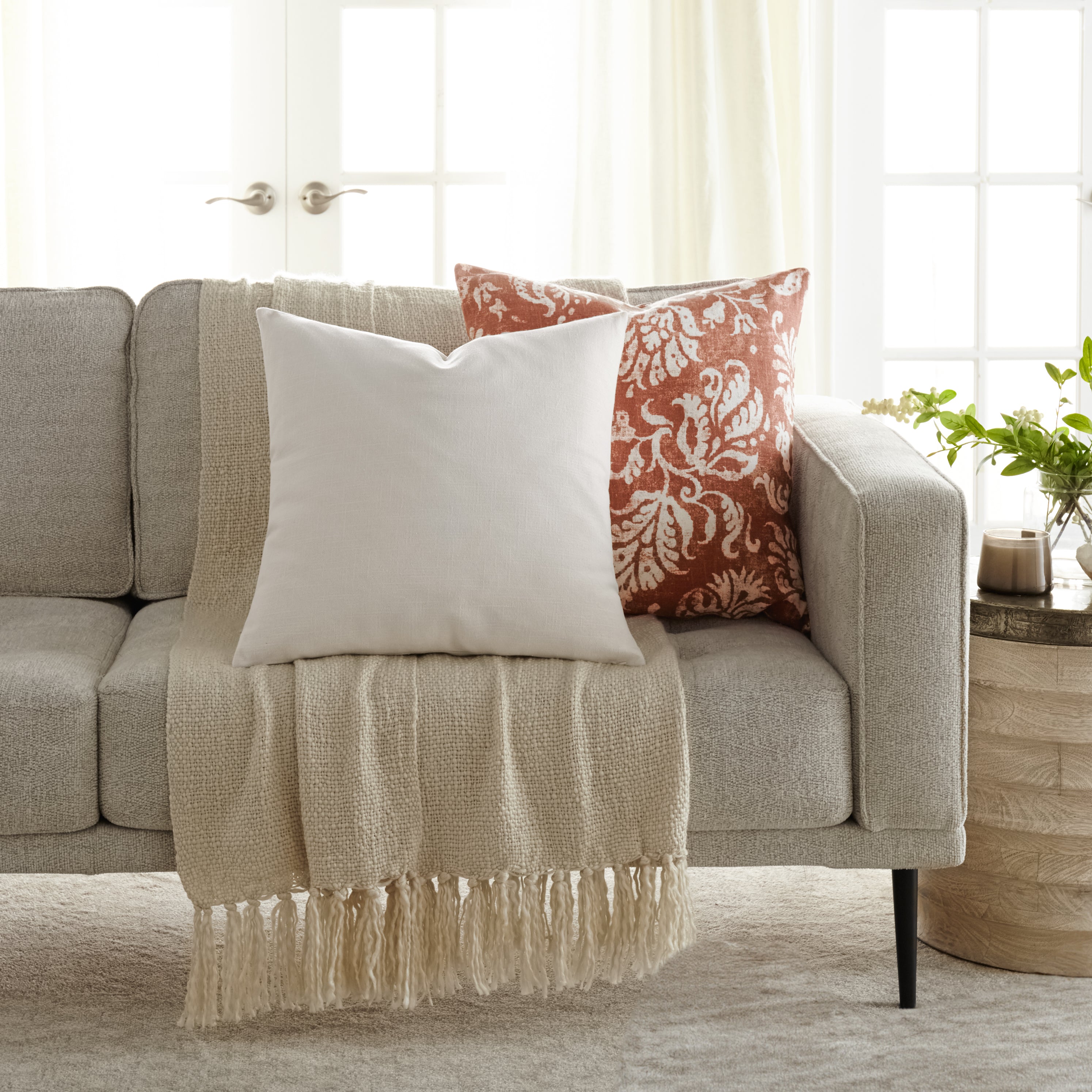 Distressed Floral Elegant Cotton Decor Throw Pillow Cover