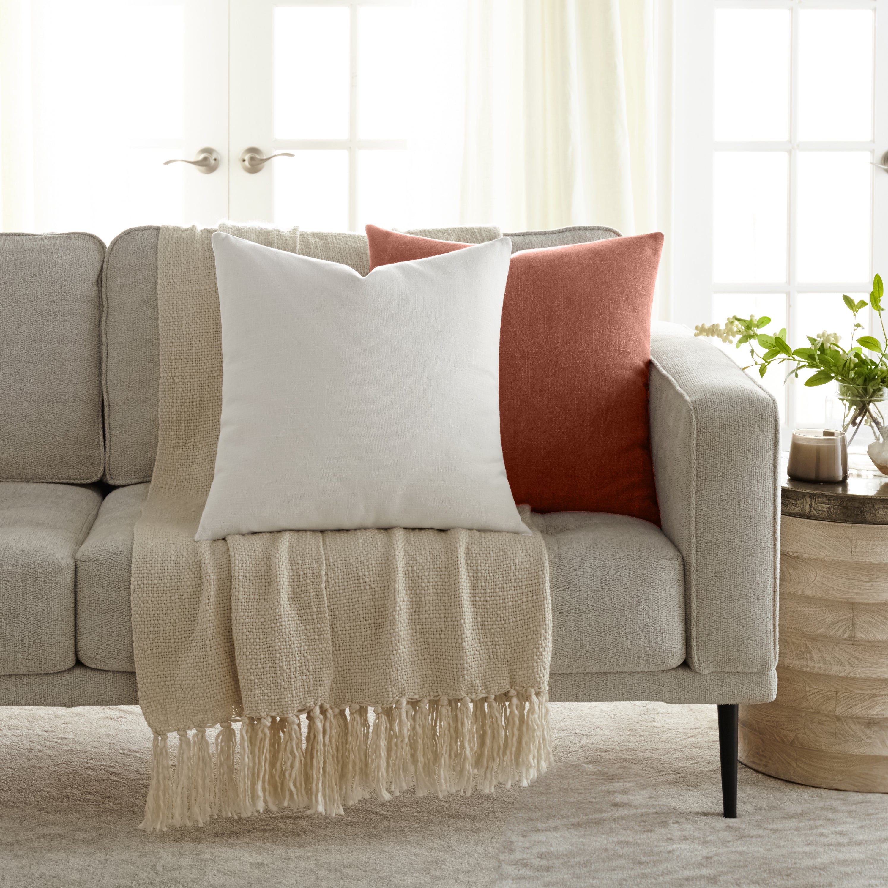 Stone Washed and Distressed Cotton Decor Throw Pillow Cover