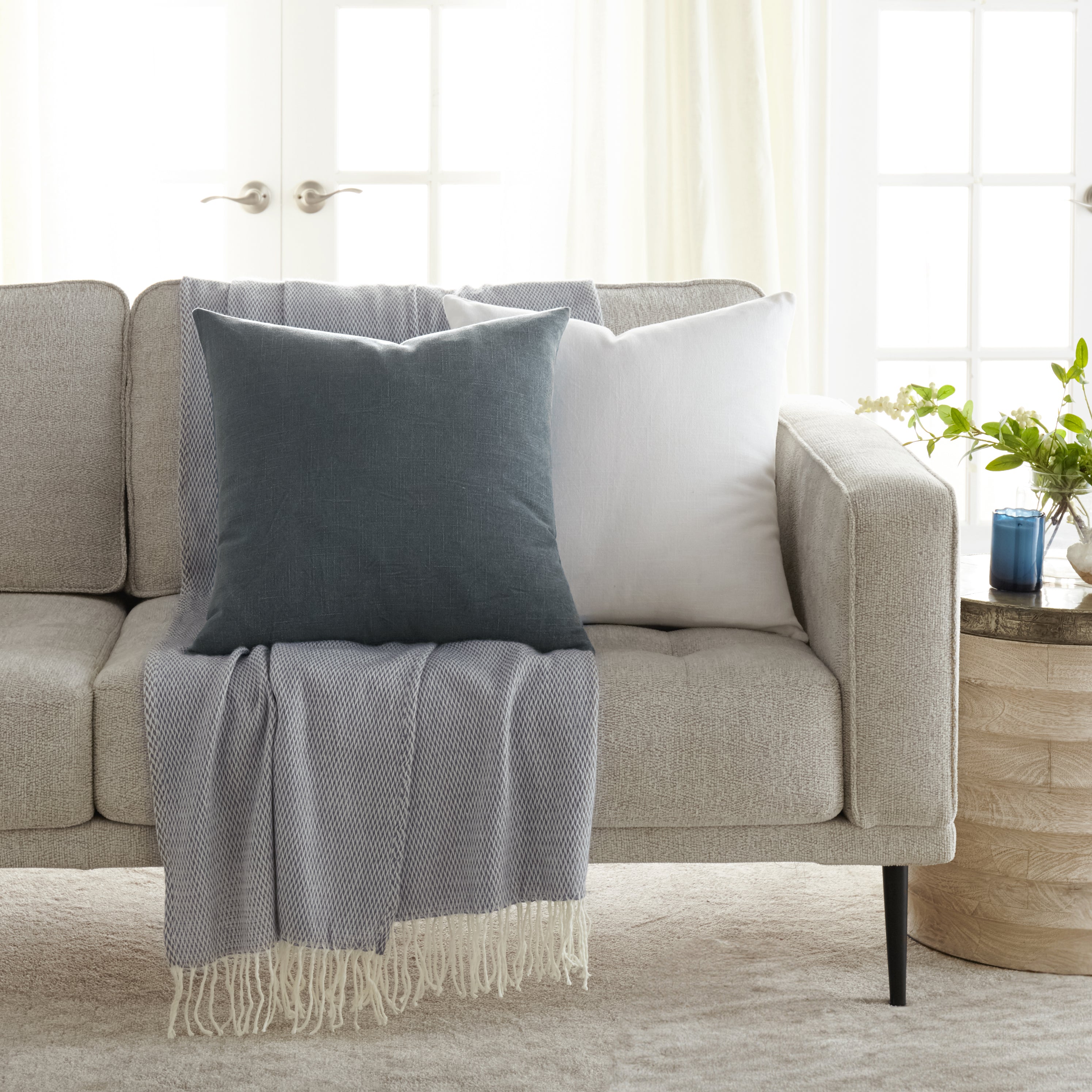 Stone Washed and Distressed Cotton Decor Throw Pillow Cover