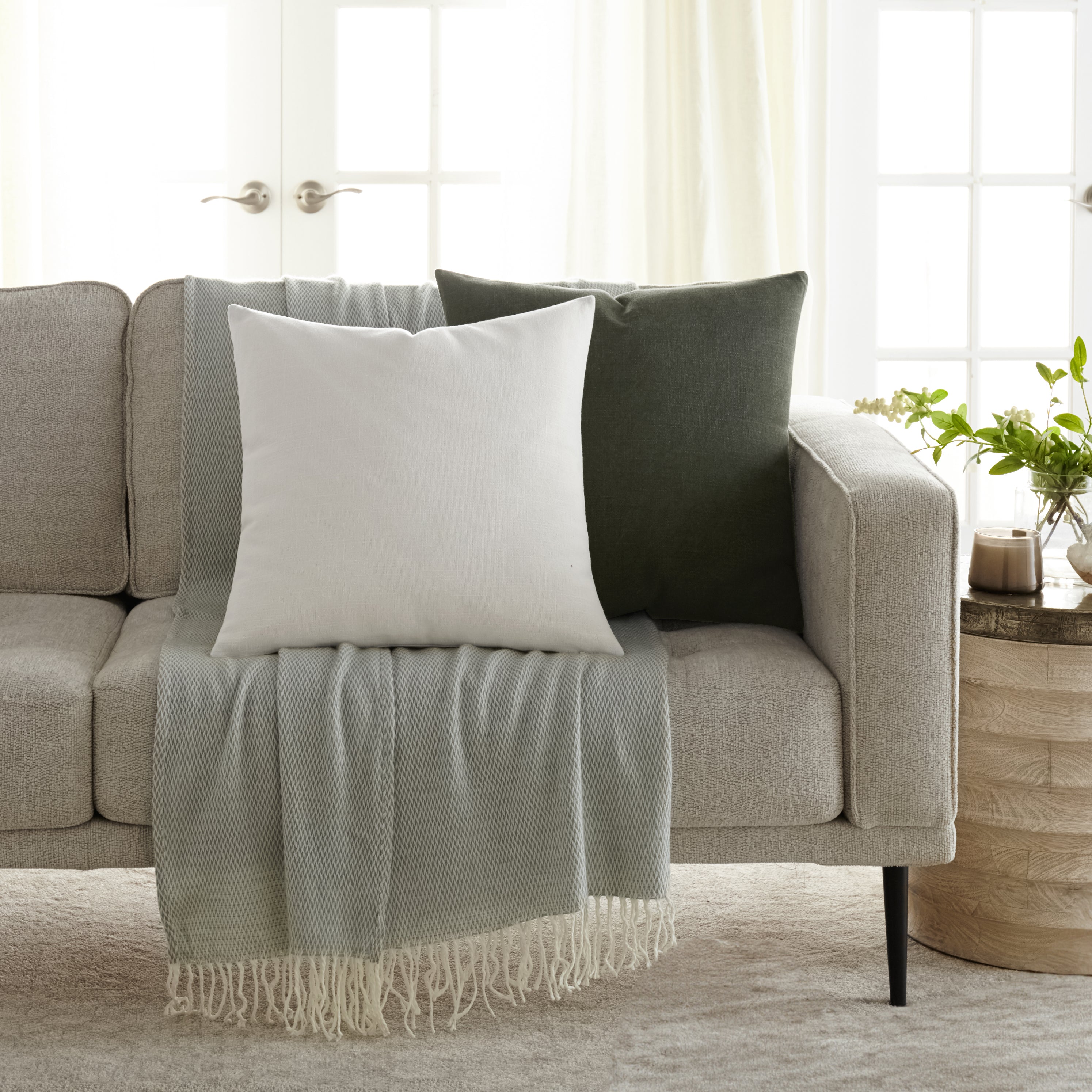 Stone Washed and Distressed Cotton Decor Throw Pillow Cover