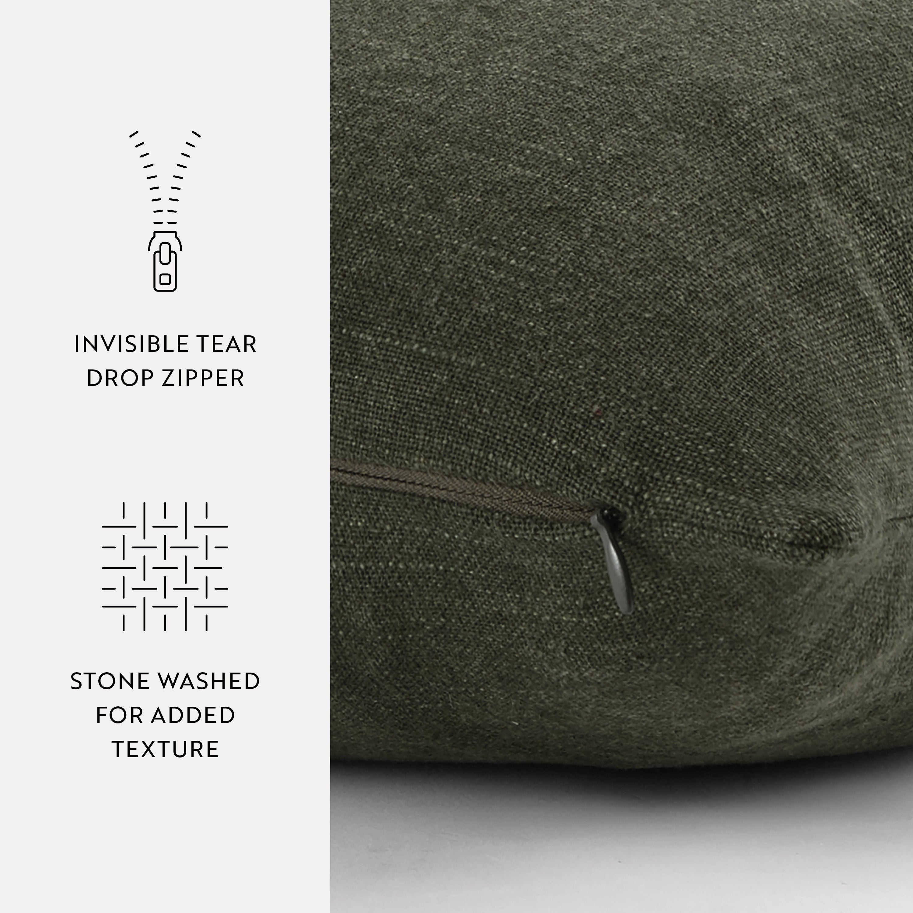 Stone Washed and Distressed Cotton Decor Throw Pillow Cover