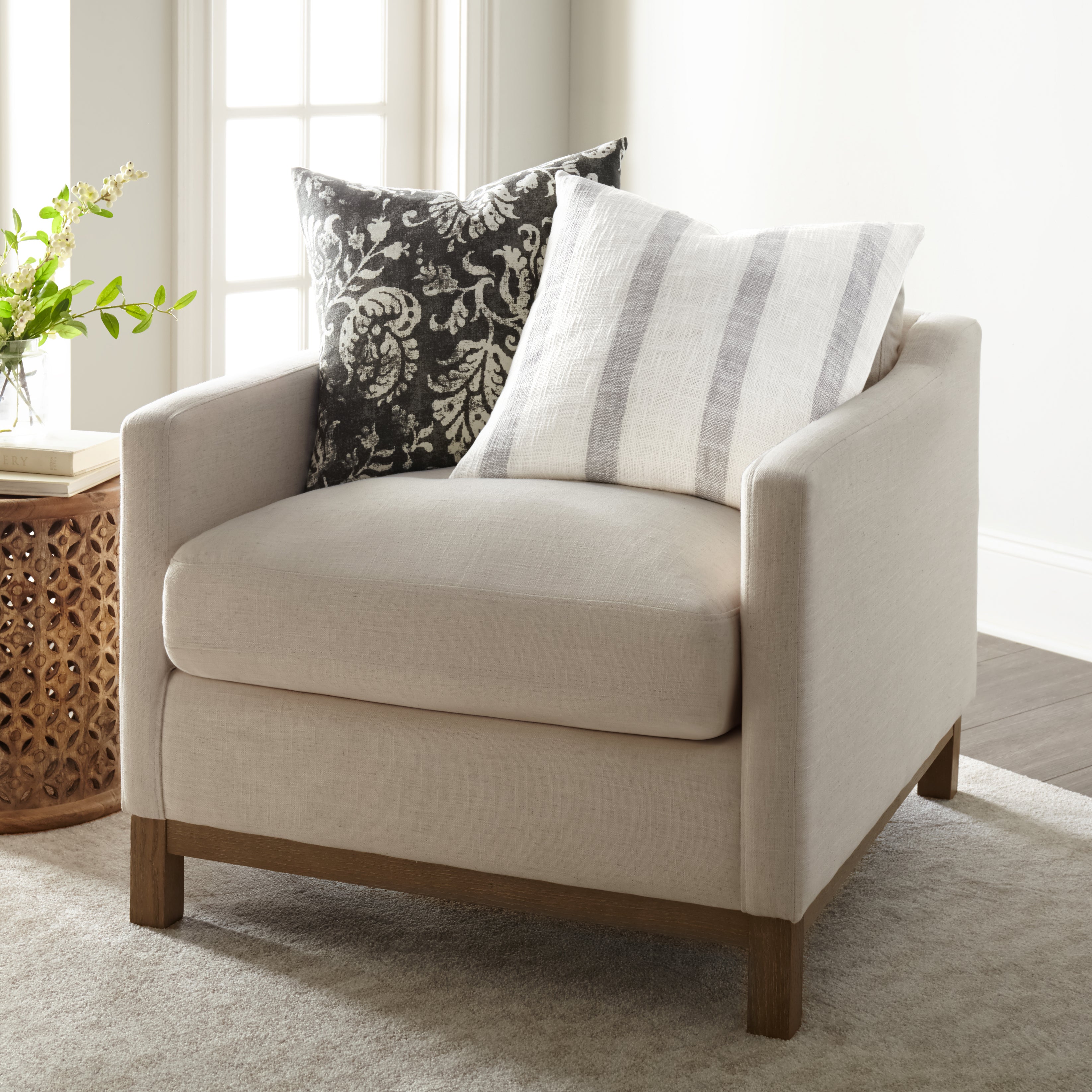 Awning Stripe Yarn-Dyed Cotton Decor Throw Pillow Cover