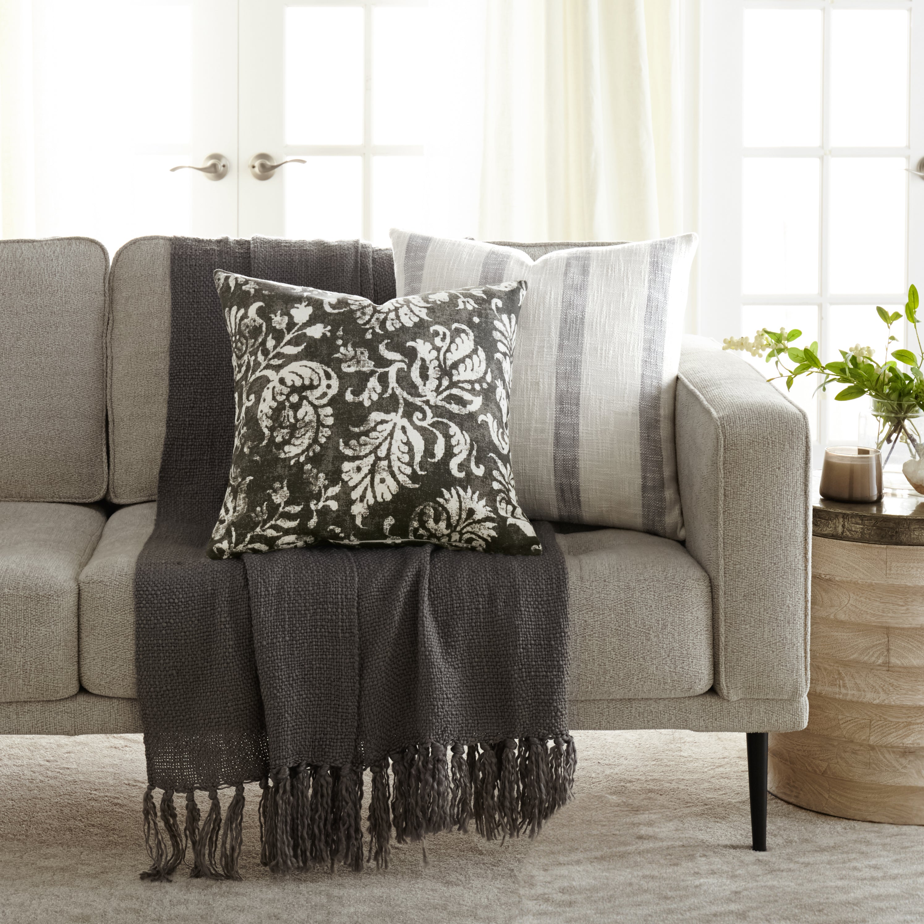 Awning Stripe Yarn-Dyed Cotton Decor Throw Pillow Cover