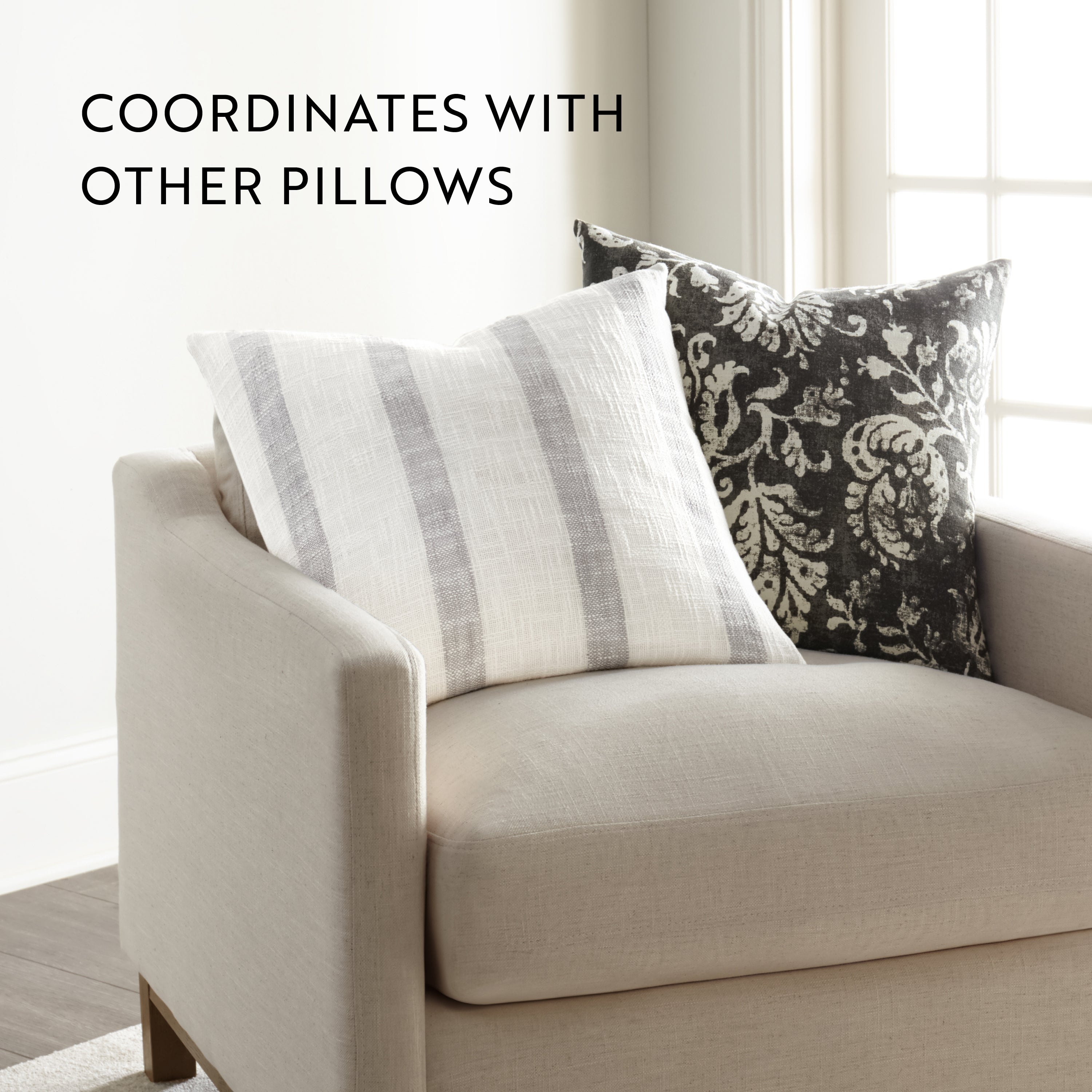 Awning Stripe Yarn-Dyed Cotton Decor Throw Pillow Cover