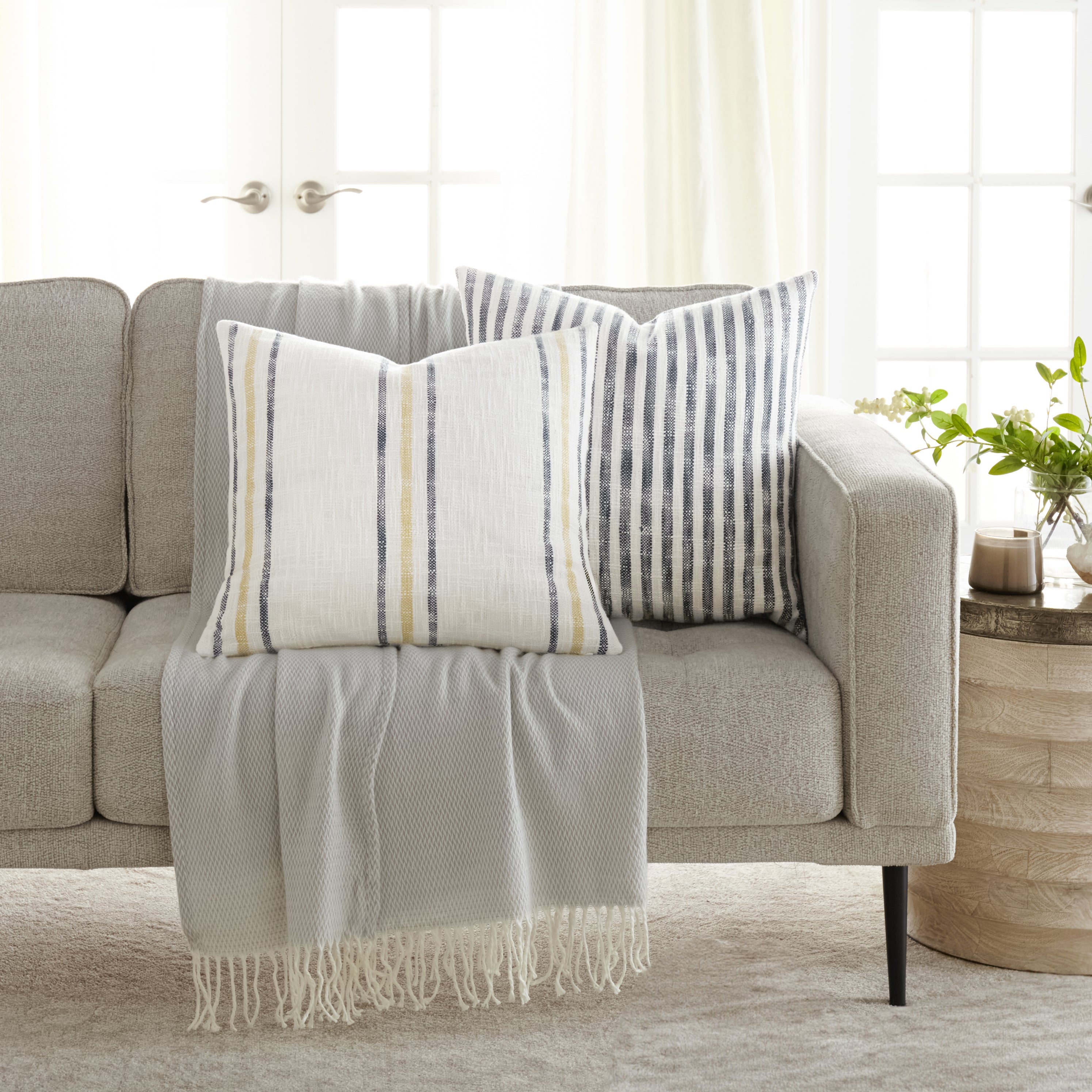 Bengal Stripe Yarn-Dyed Cotton Decor Throw Pillow Cover