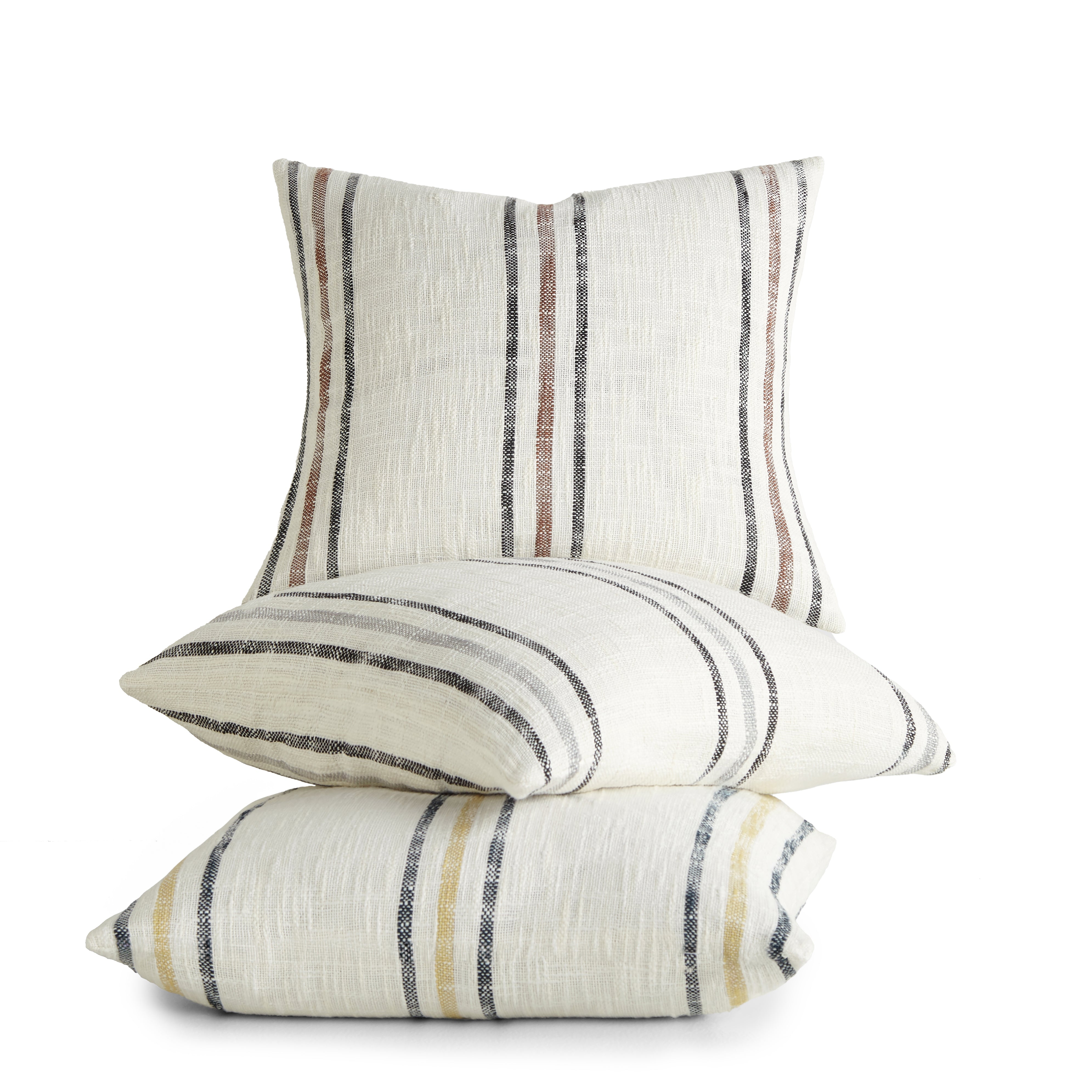 Framed Stripe Yarn-Dyed Cotton Decor Throw Pillow Cover