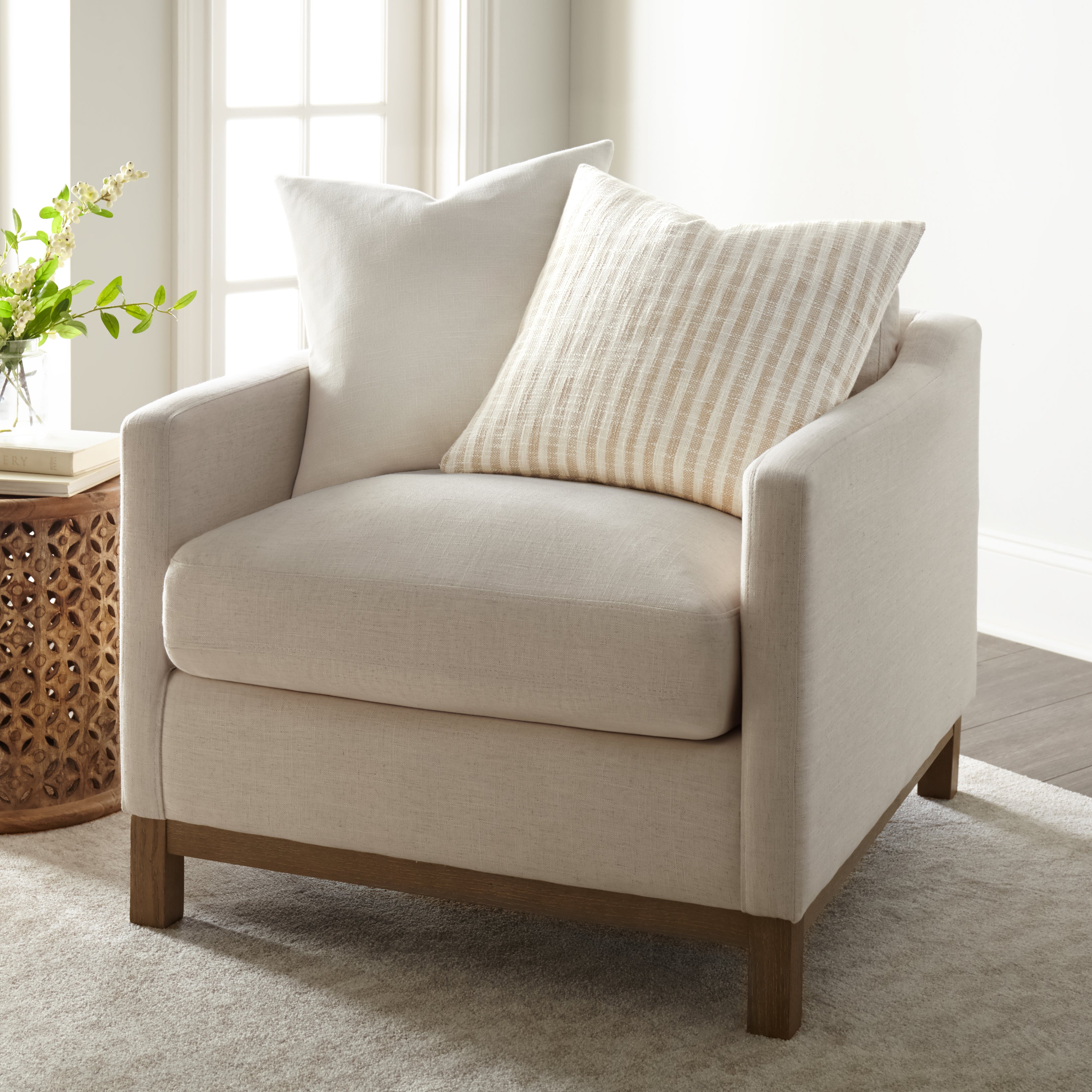 Framed Stripe Yarn-Dyed Cotton Decor Throw Pillow Cover