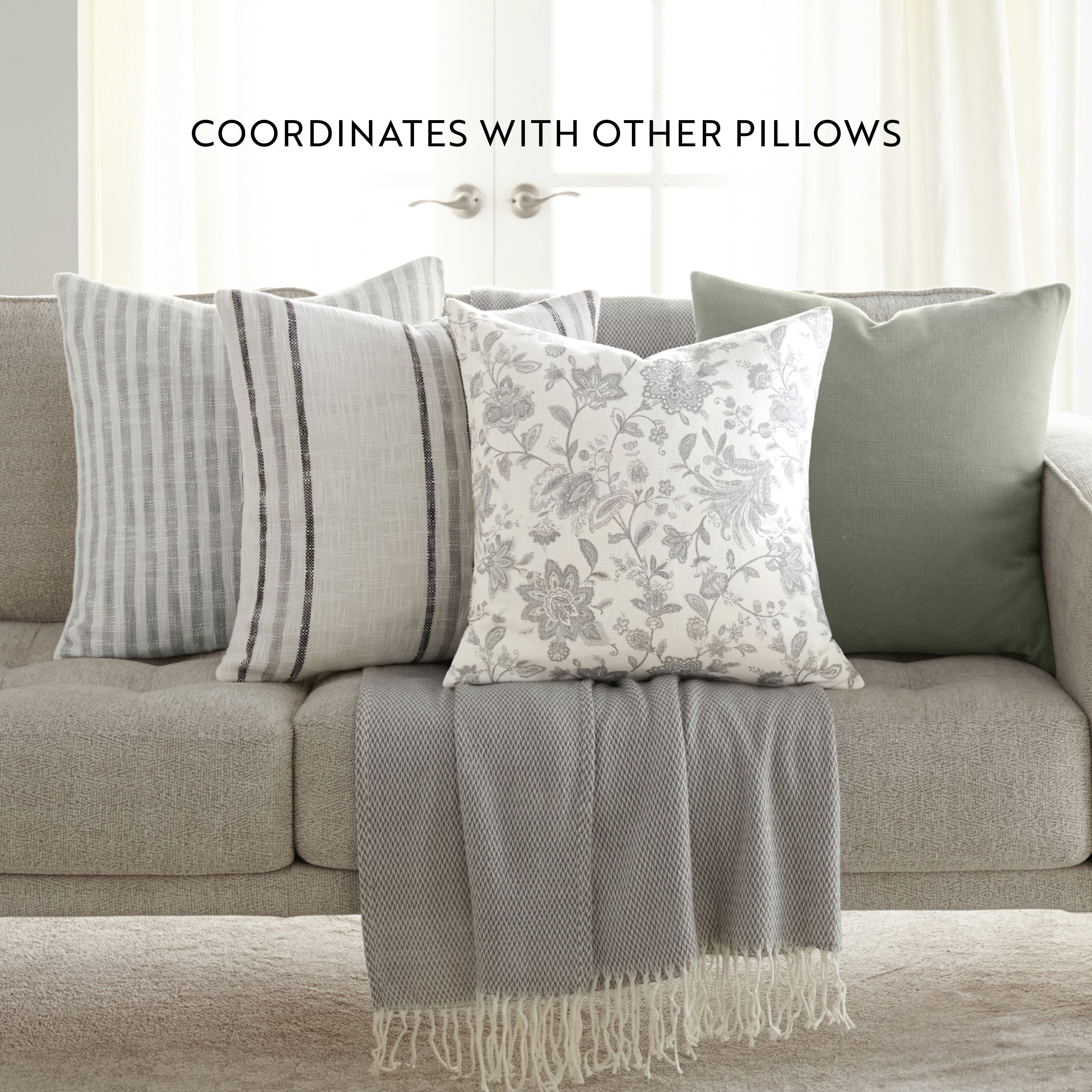 Framed Stripe Yarn-Dyed Cotton Decor Throw Pillow Cover