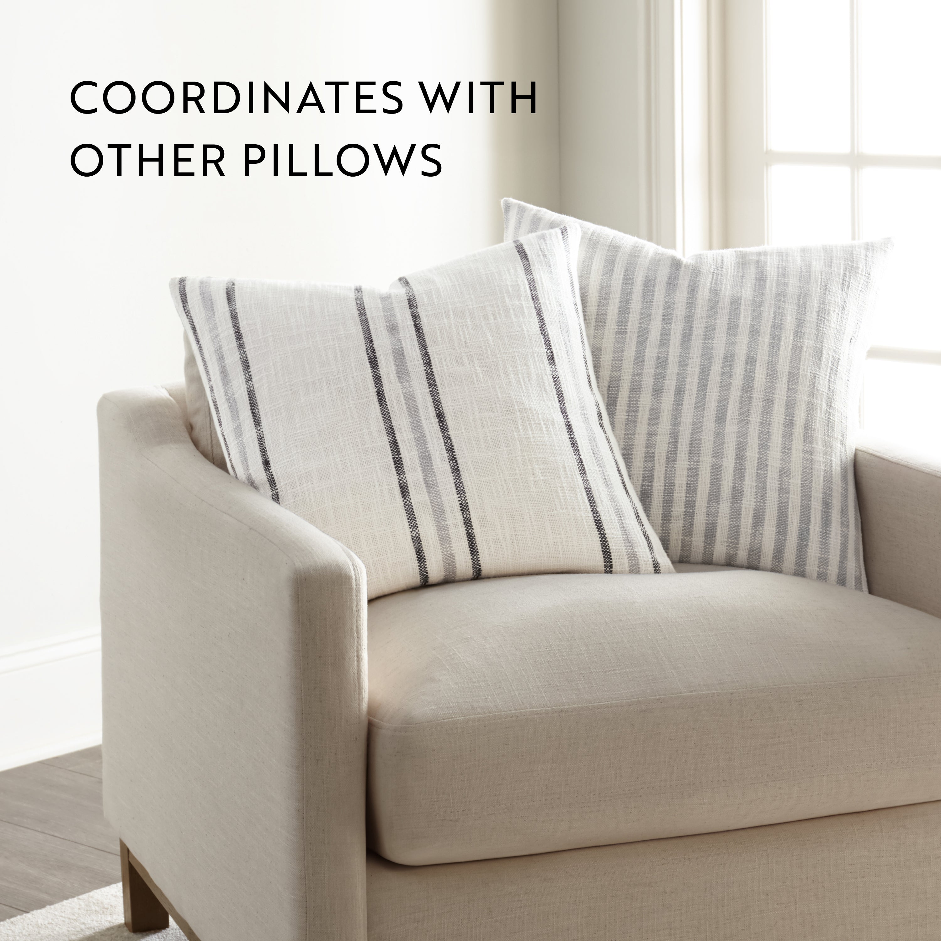 Framed Stripe Yarn-Dyed Cotton Decor Throw Pillow Cover