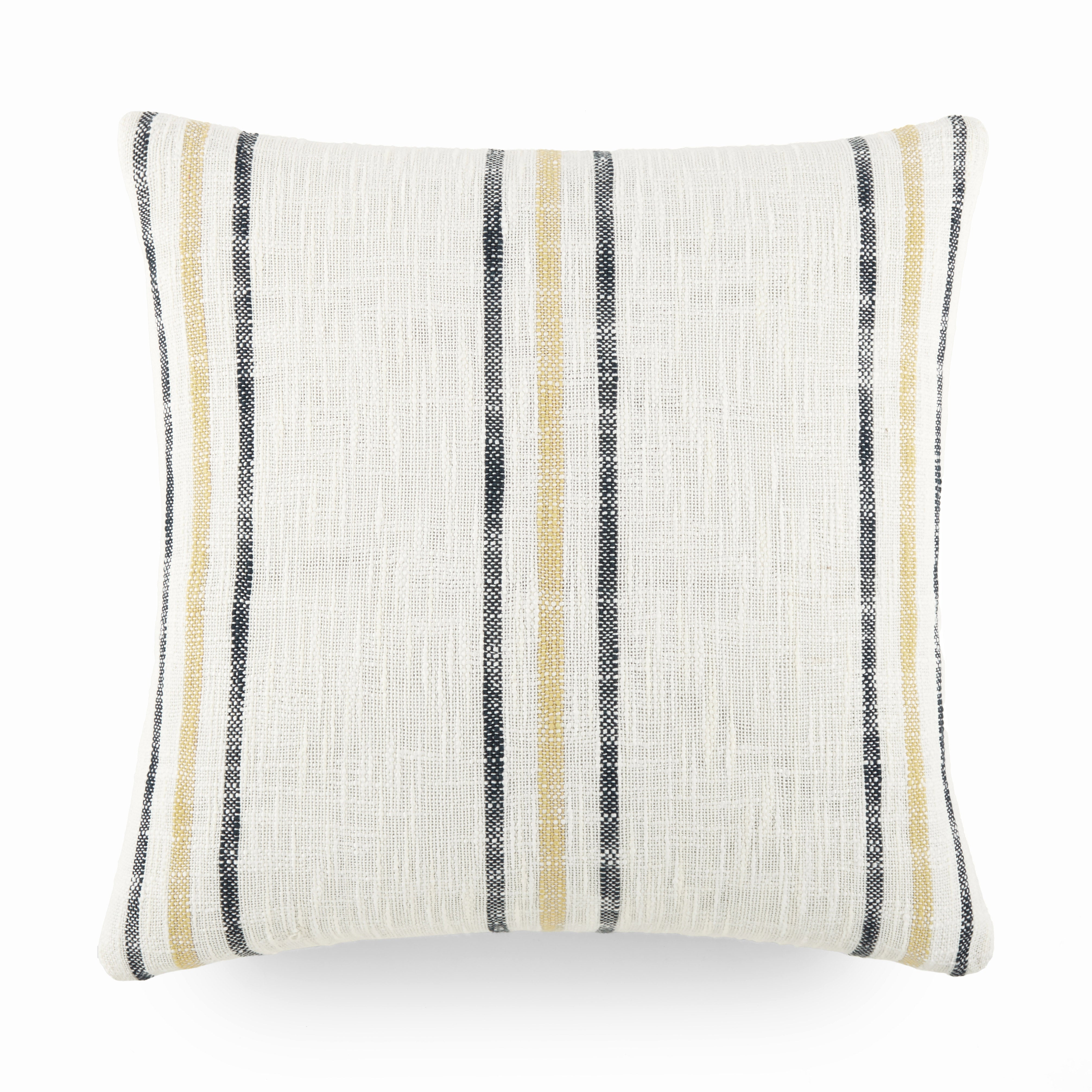 Framed Stripe Yarn-Dyed Cotton Decor Throw Pillow Cover