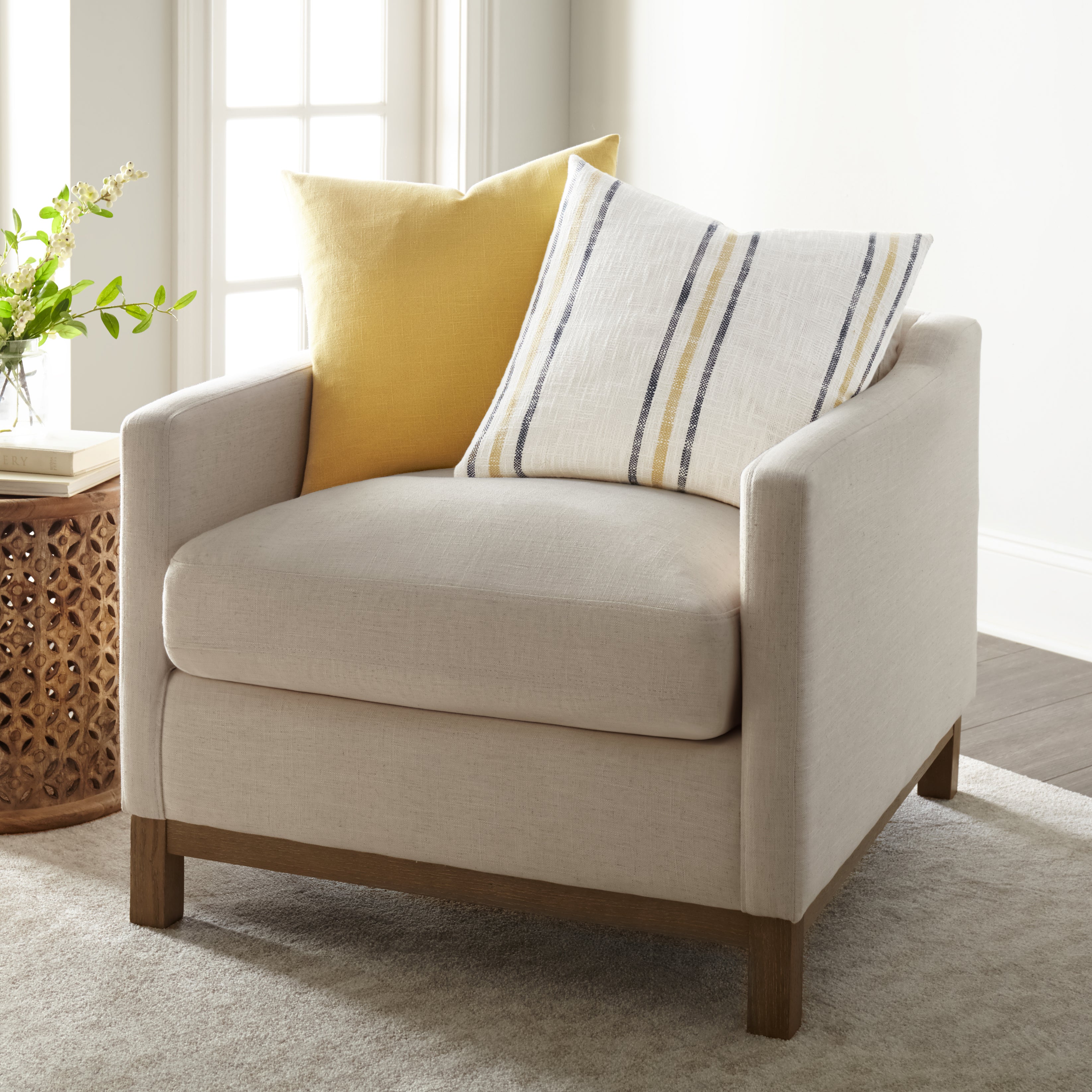 Framed Stripe Yarn-Dyed Cotton Decor Throw Pillow Cover