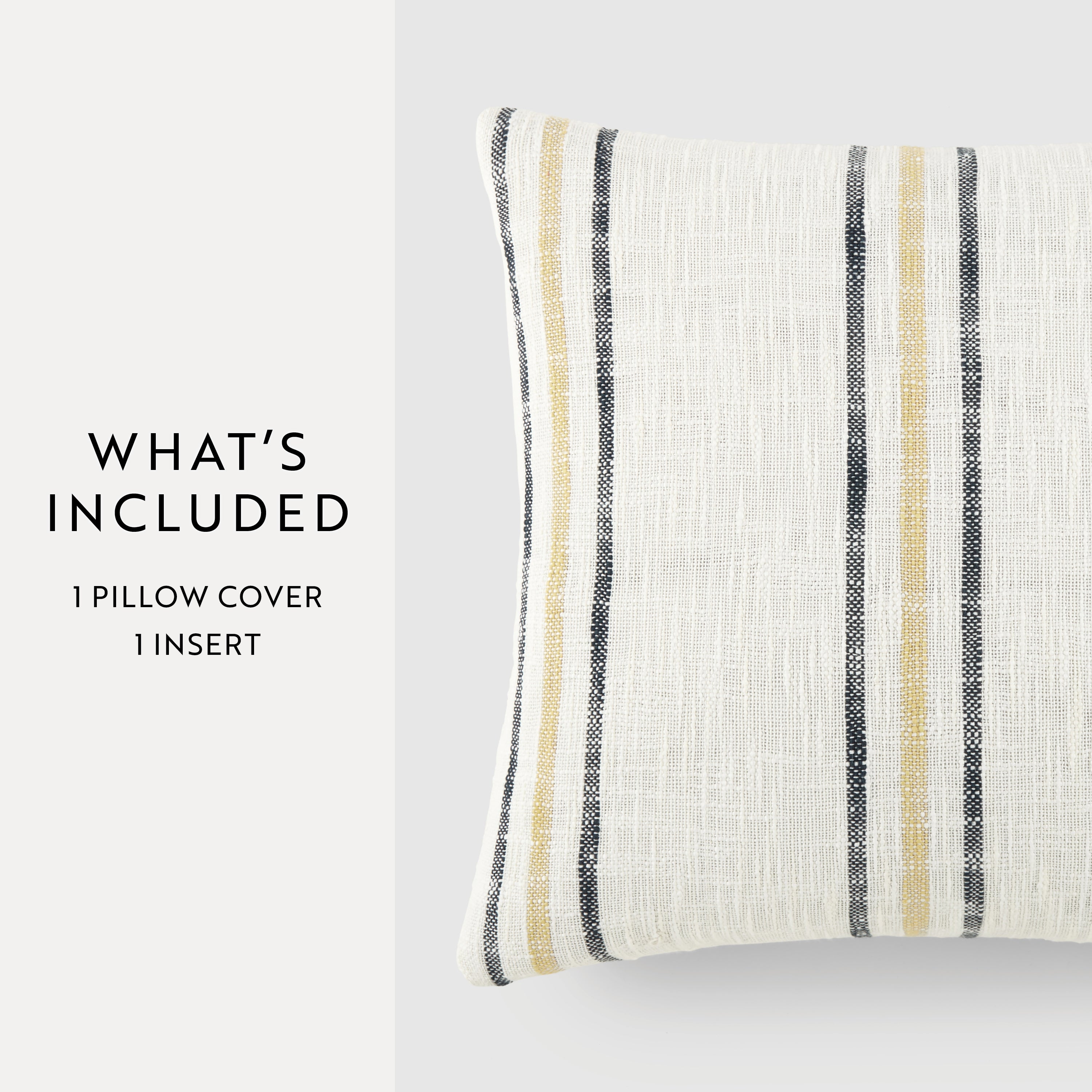 Framed Stripe Yarn-Dyed Cotton Decor Throw Pillow Cover