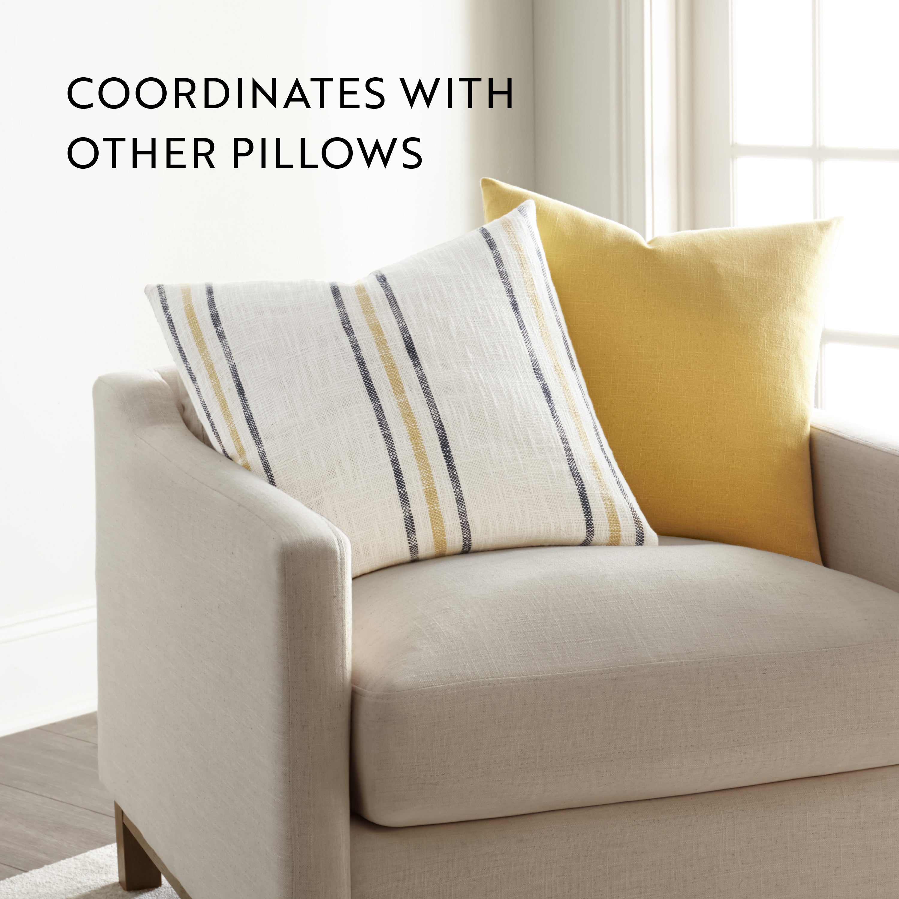 Framed Stripe Yarn-Dyed Cotton Decor Throw Pillow Cover