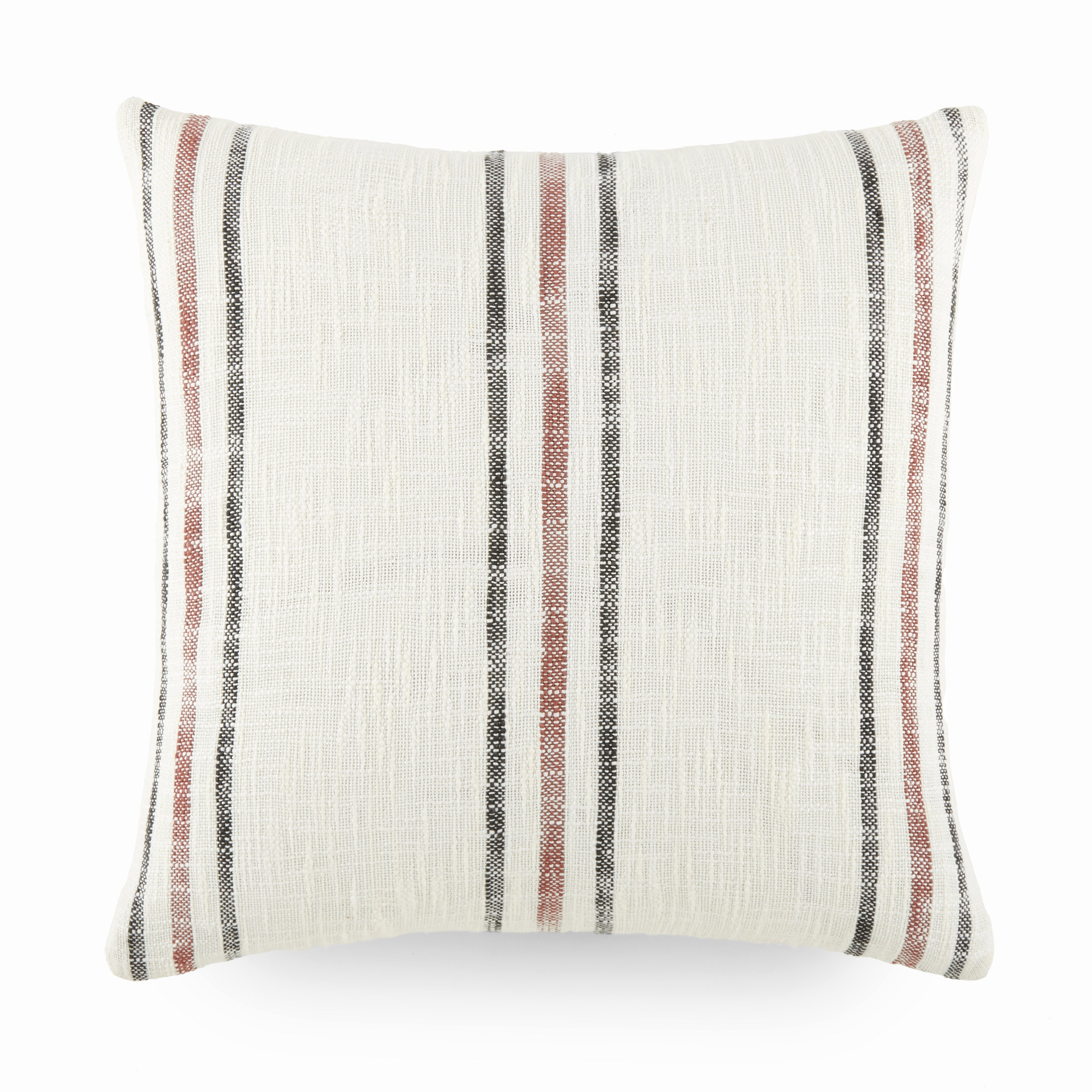 Framed Stripe Yarn-Dyed Cotton Decor Throw Pillow Cover